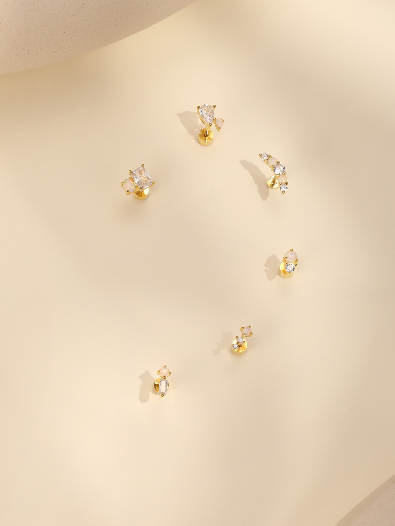 925 Opal Flat-head Threaded Cartilage Piercing Earring