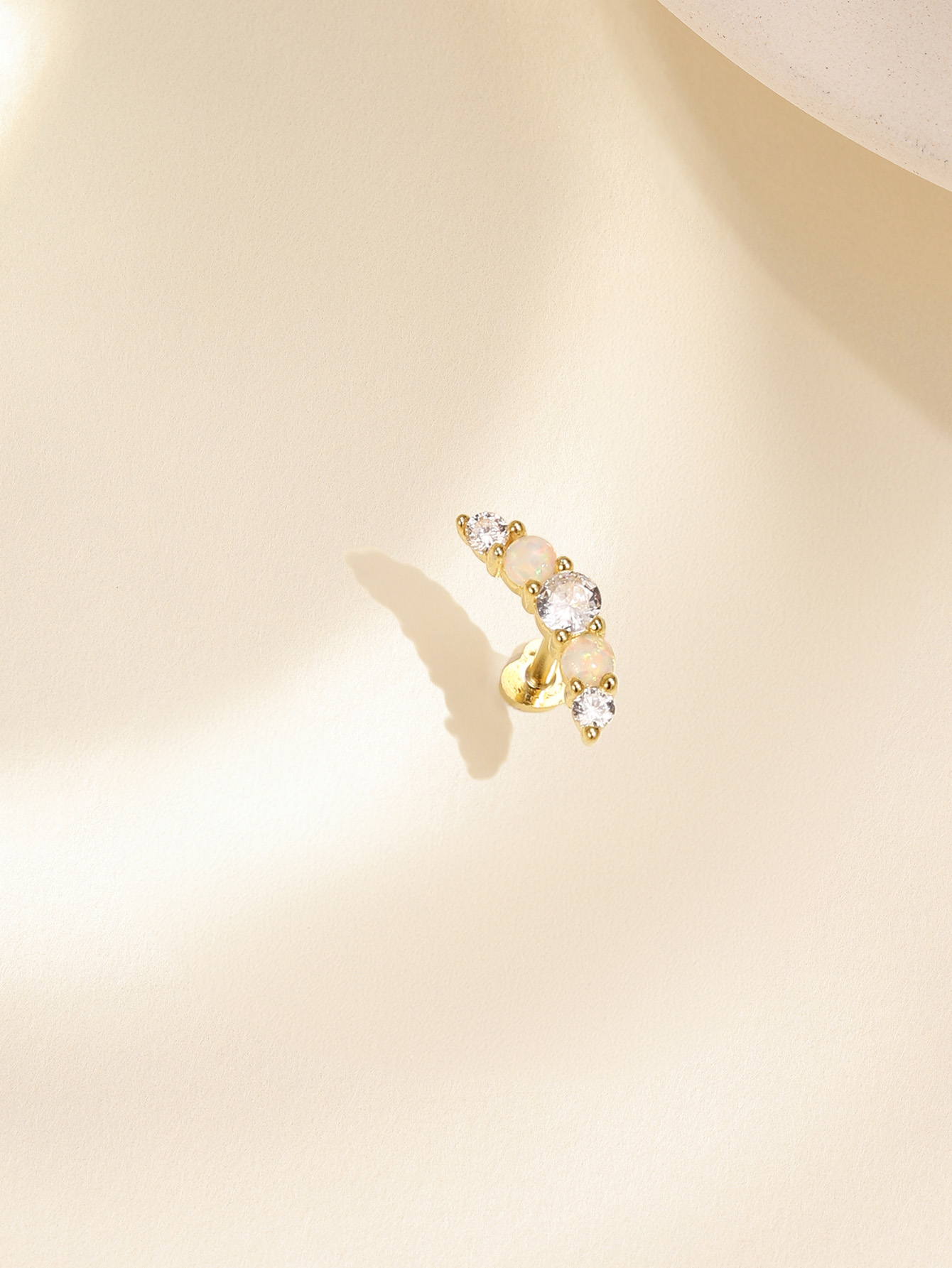 925 Opal Flat-head Threaded Cartilage Piercing Earring