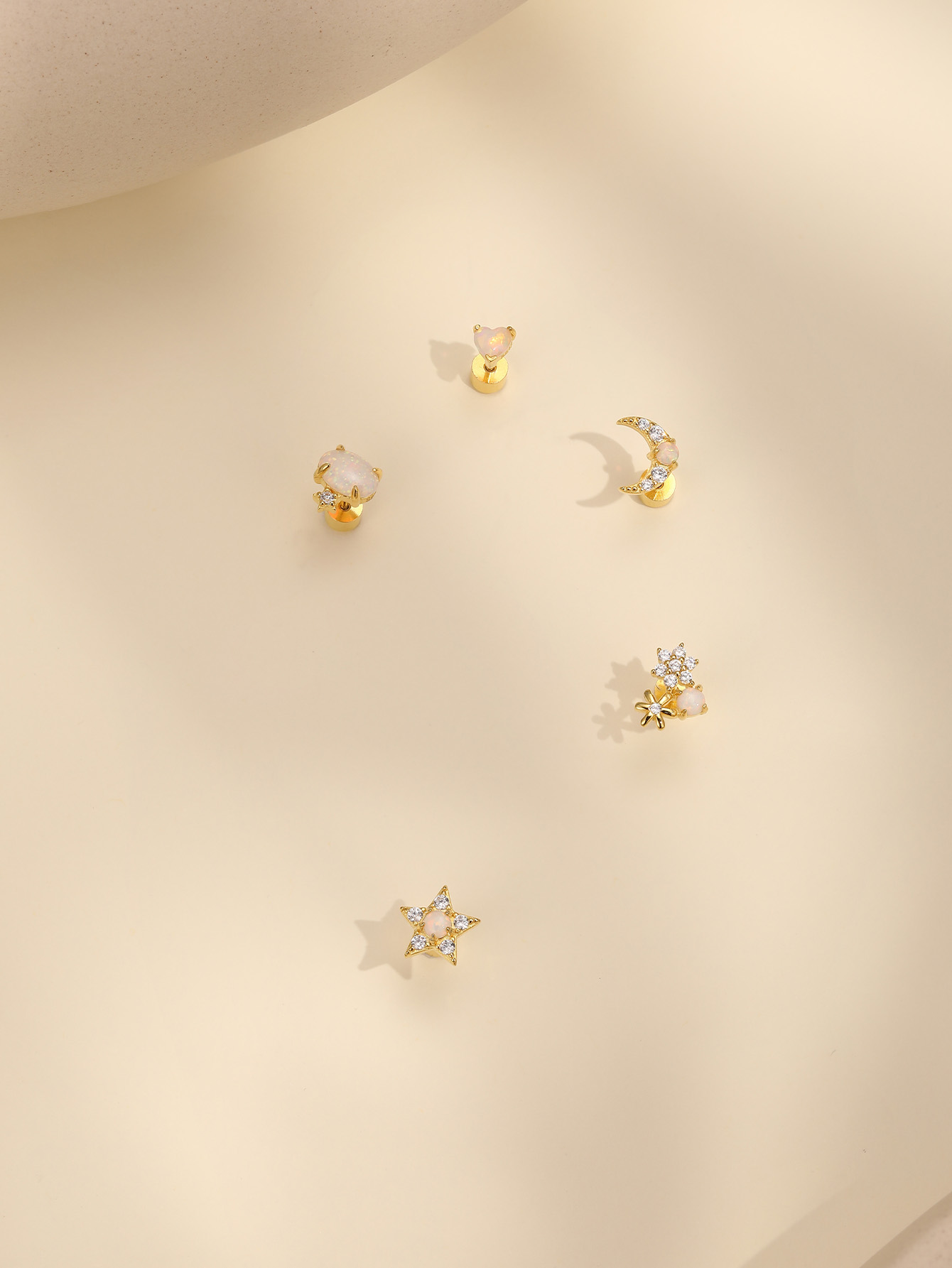 [Copy][Copy]925 Opal Flat-head Threaded Cartilage Piercing Earring