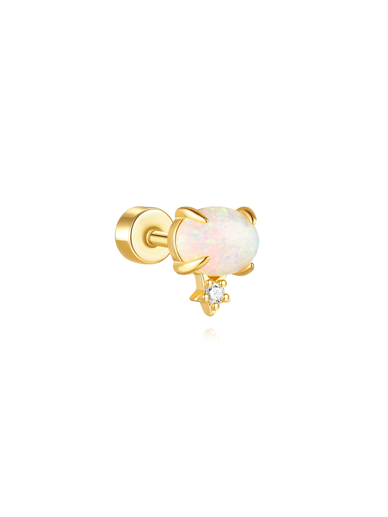 [Copy][Copy][Copy]925 Opal Flat-head Threaded Cartilage Piercing Earring