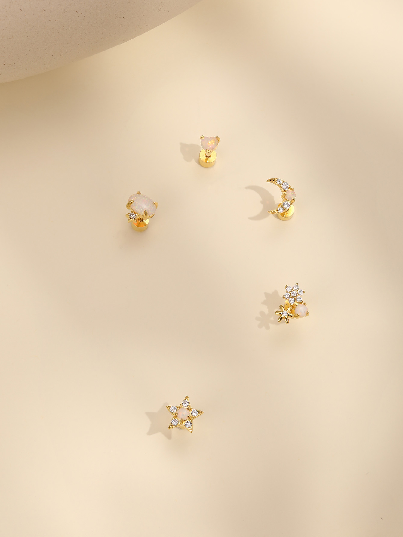 [Copy][Copy][Copy]925 Opal Flat-head Threaded Cartilage Piercing Earring