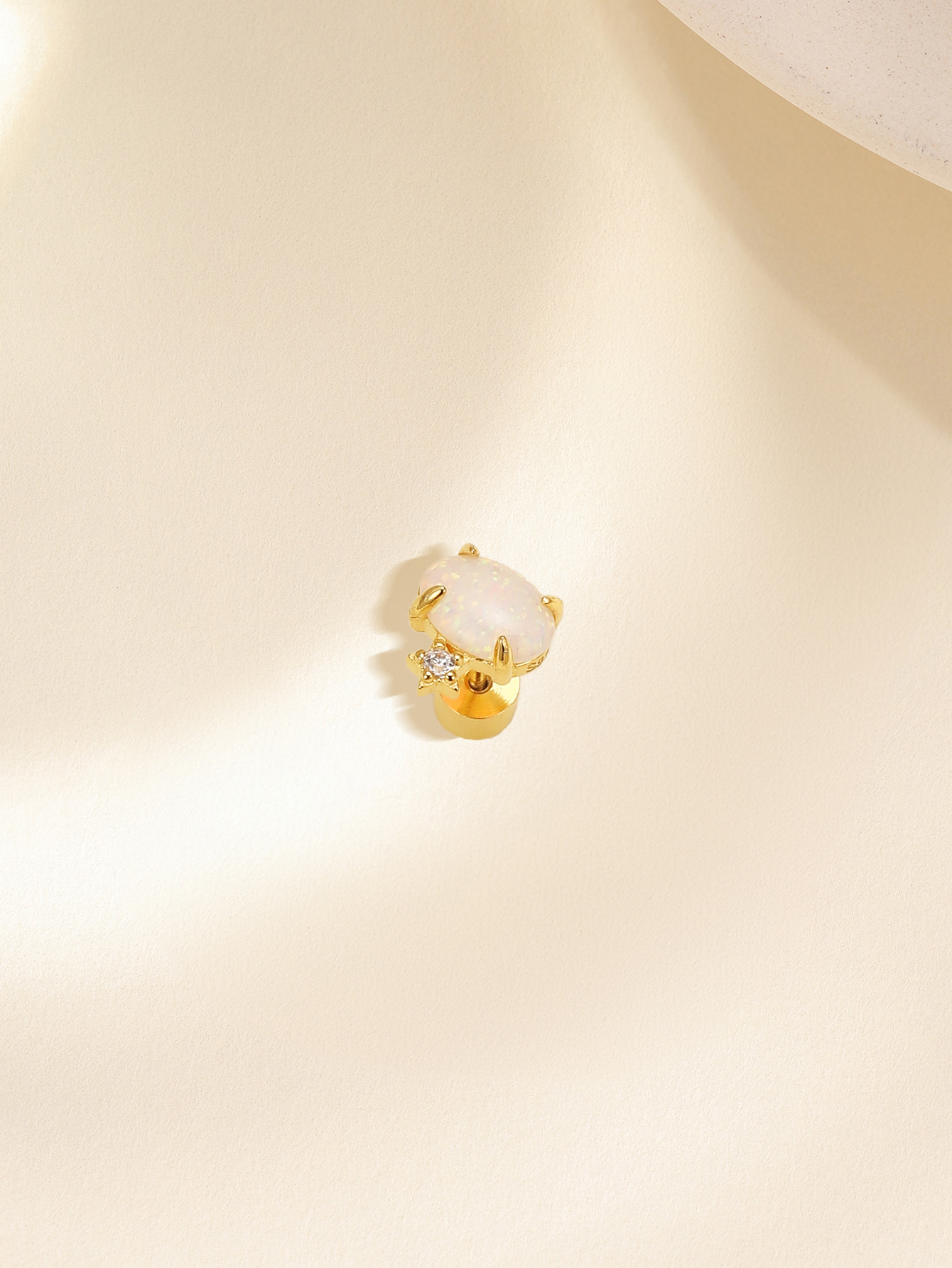 [Copy][Copy][Copy]925 Opal Flat-head Threaded Cartilage Piercing Earring