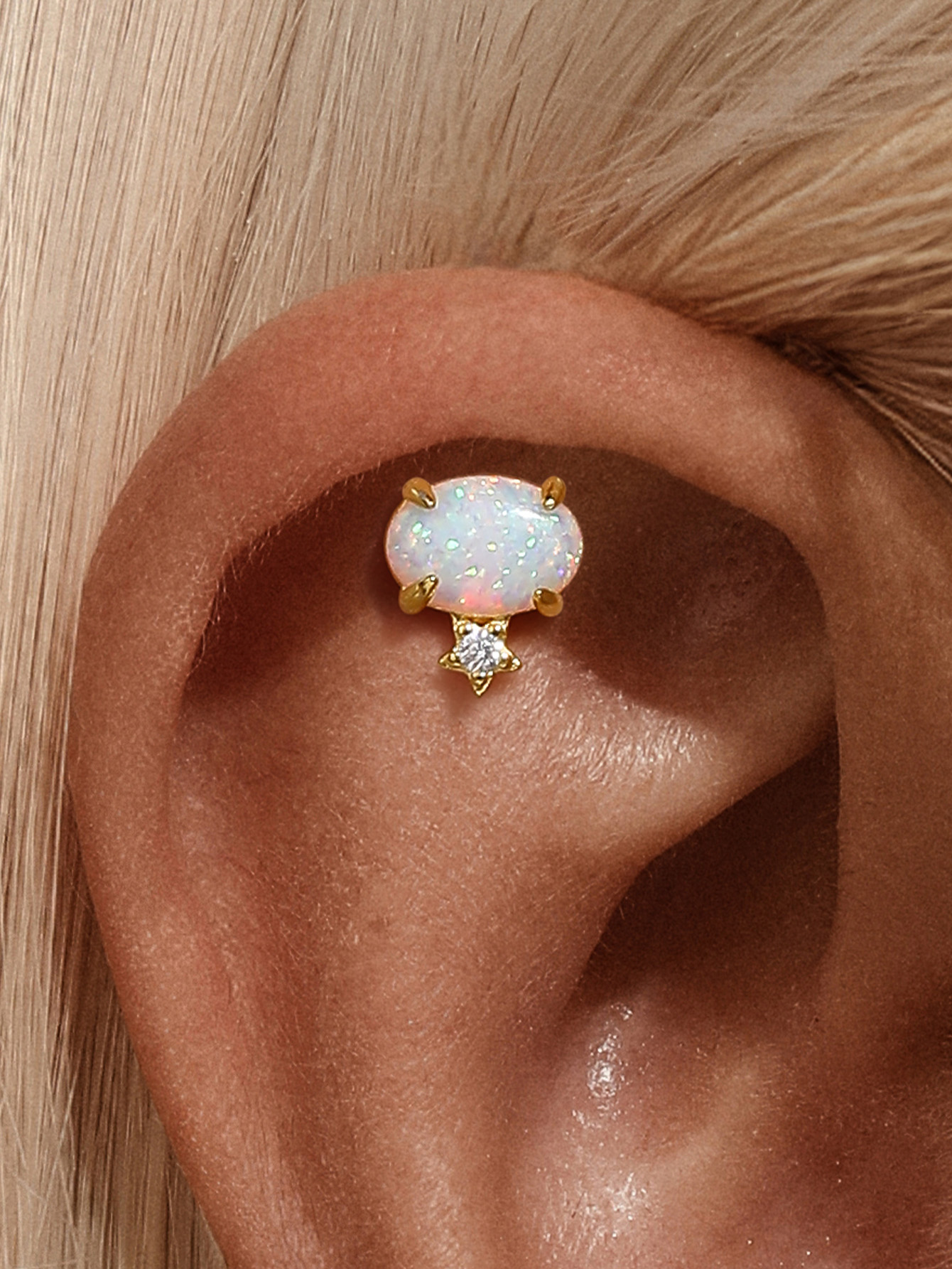 [Copy][Copy][Copy]925 Opal Flat-head Threaded Cartilage Piercing Earring