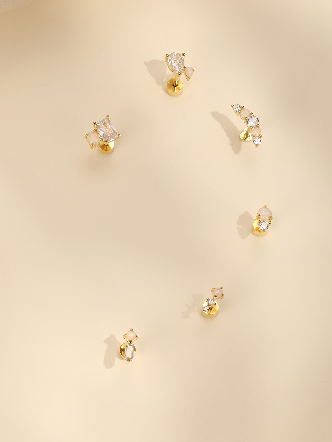 [Copy][Copy][Copy][Copy]925 Opal Flat-head Threaded Cartilage Piercing Earring