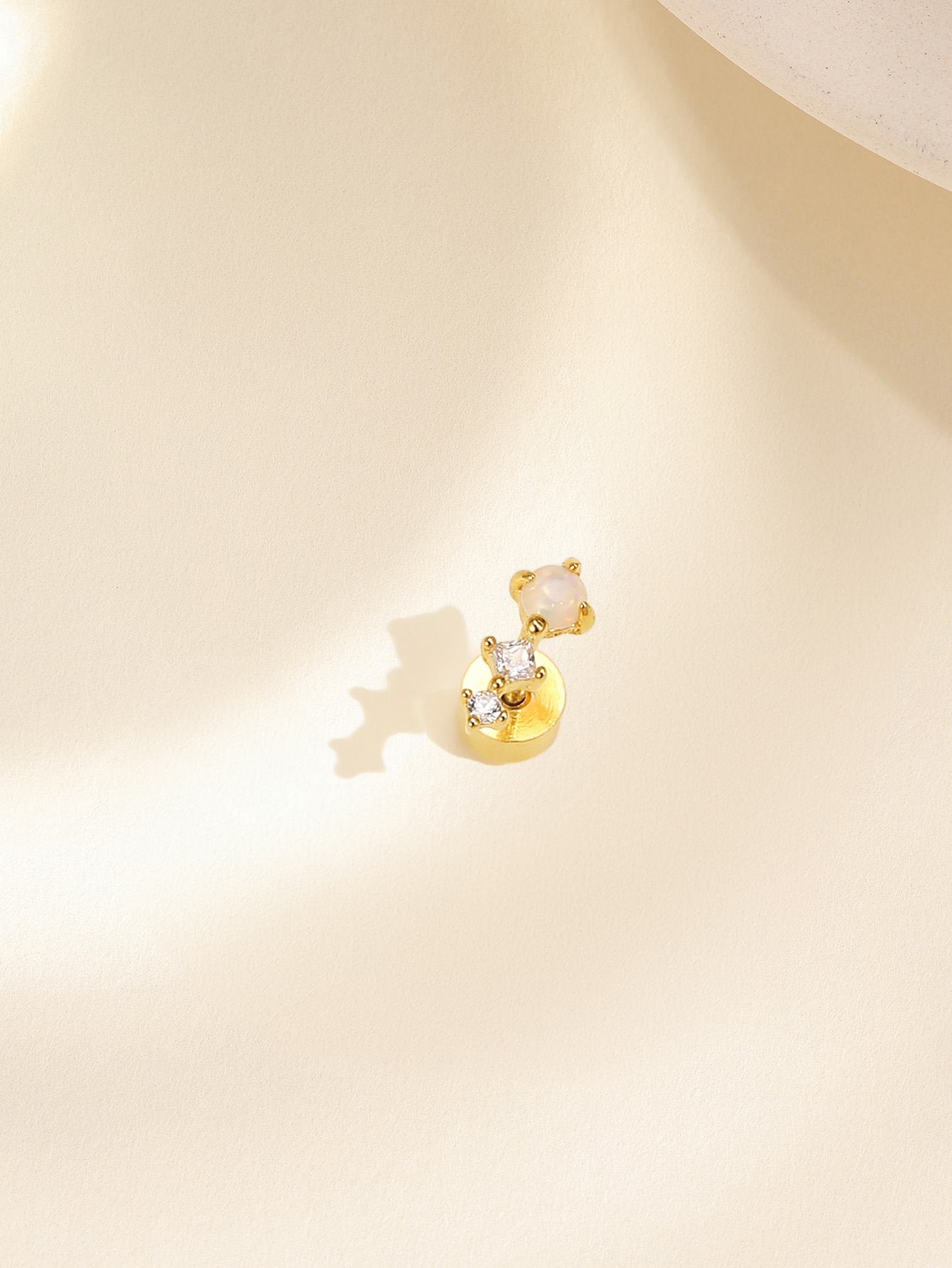 [Copy][Copy][Copy][Copy][Copy][Copy][Copy]925 Opal Flat-head Threaded Cartilage Piercing Earring