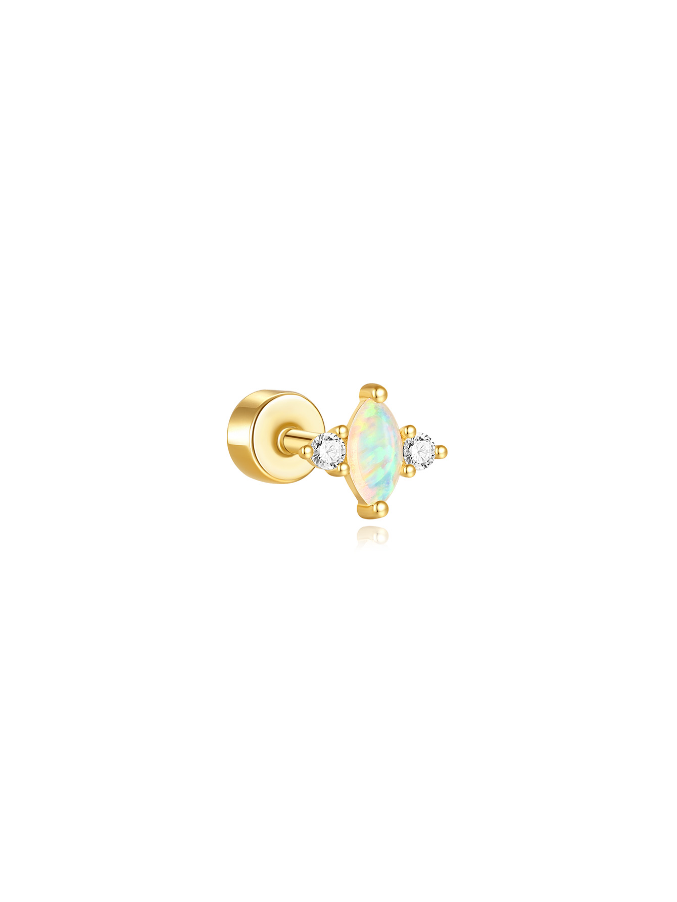 925 Opal Flat-head Threaded Cartilage Piercing Earring