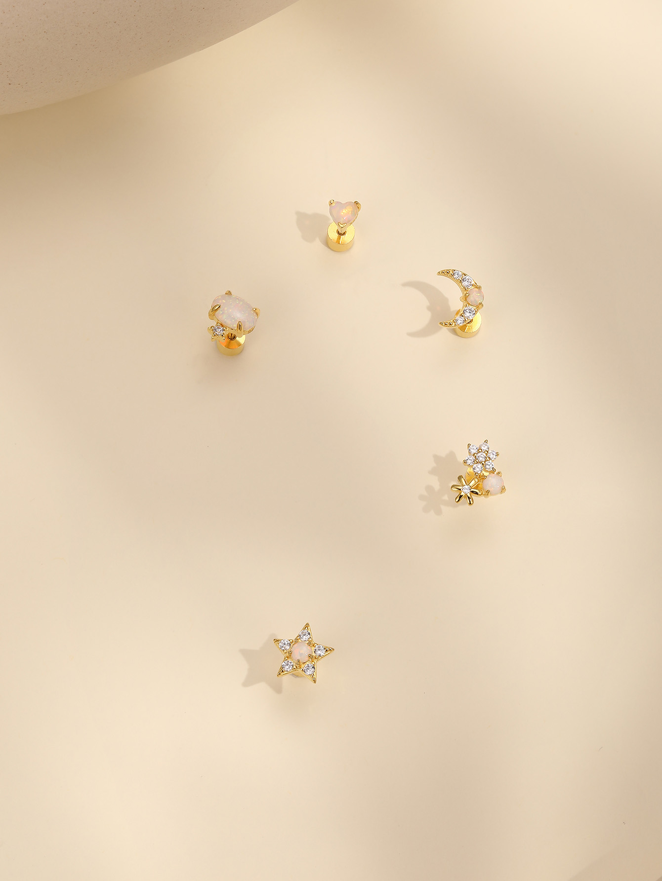 925 Opal Flat-head Threaded Cartilage Piercing Earring