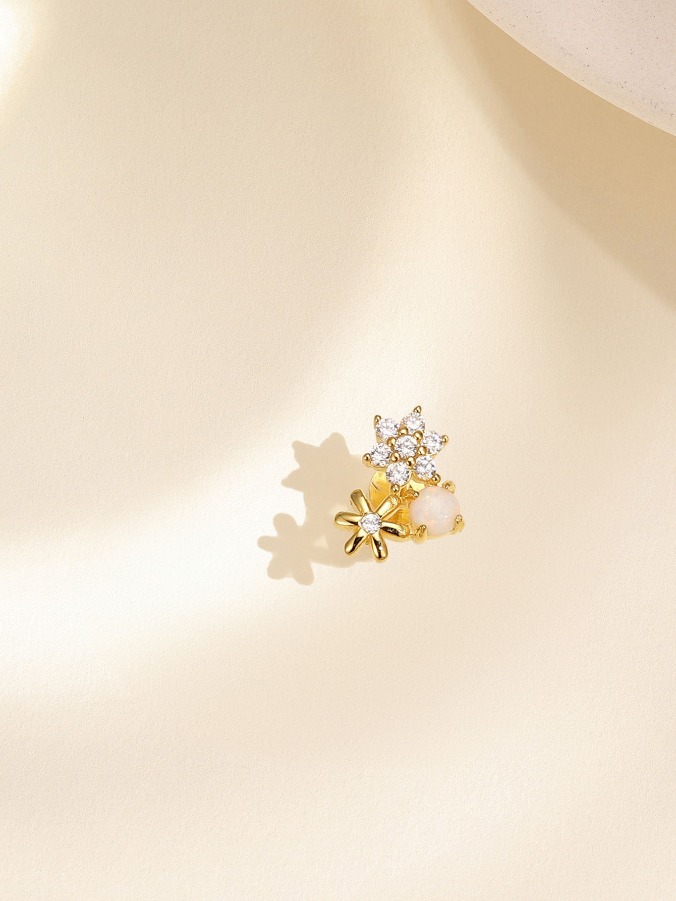 925 Opal Flat-head Threaded Cartilage Piercing Earring