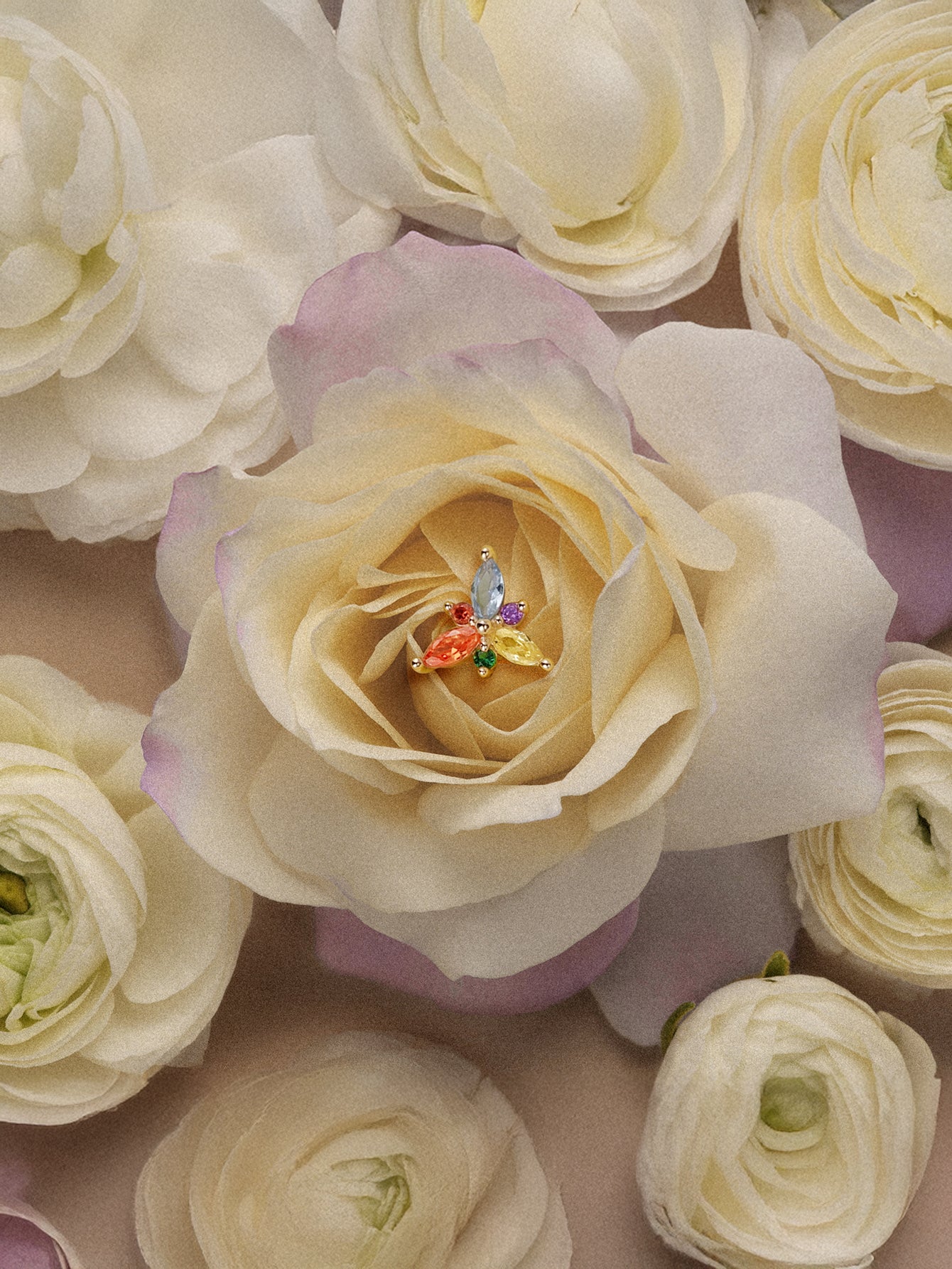 PETALS Petal Cluster CZ  Flatback in Thick 18kt Gold Plated