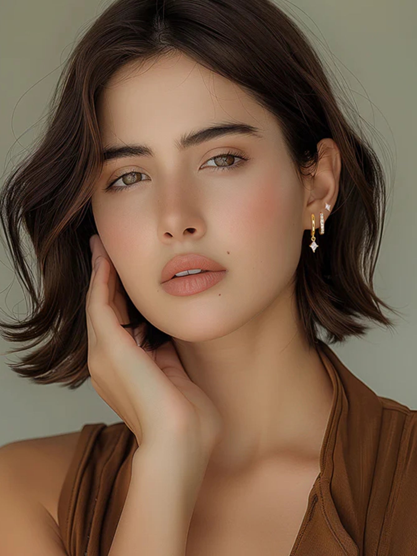 Quadrilateral Pendant Zirconia 3-Piece Earrings