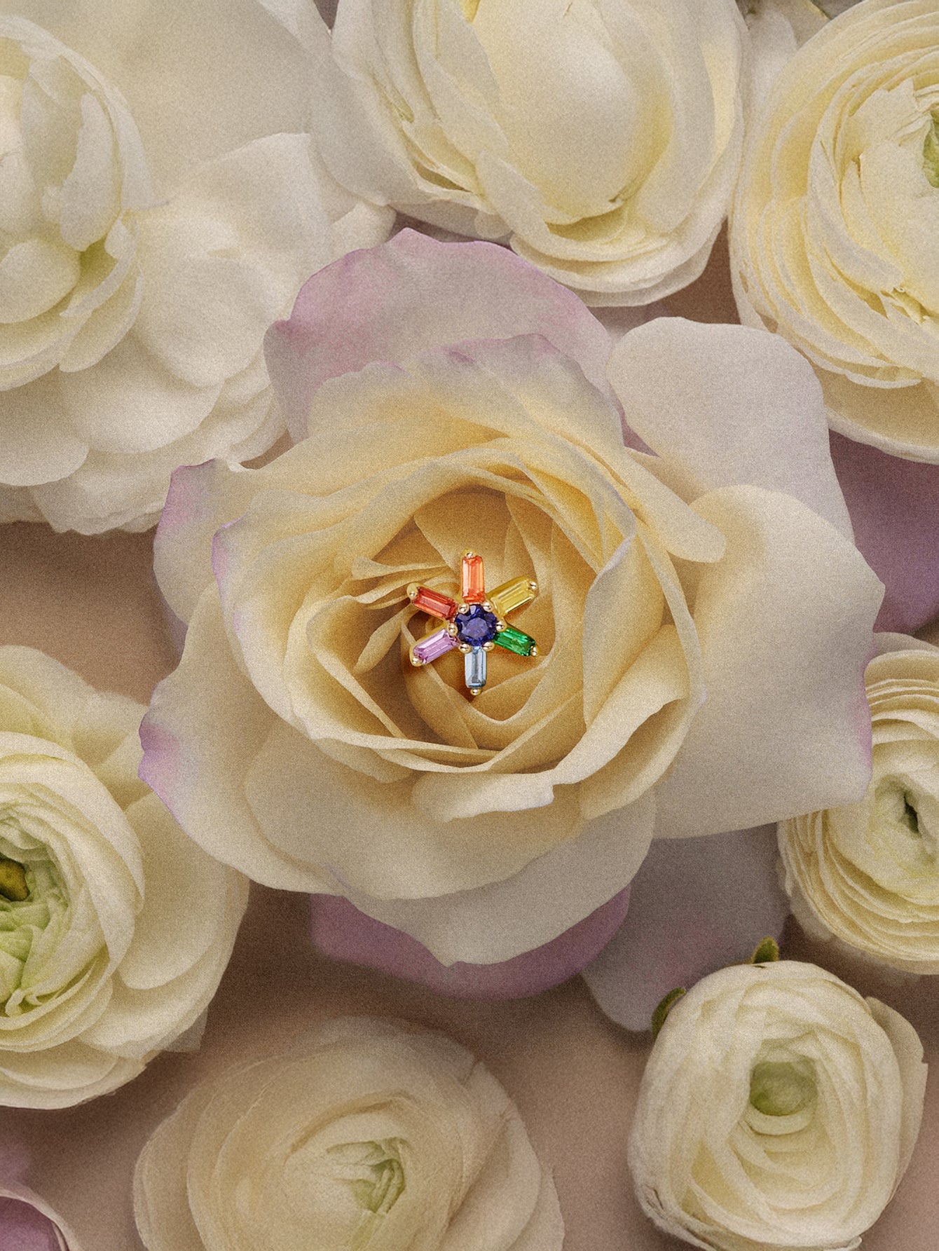 PETALS Radiant Bloom CZ Flat back in Thick 18kt Gold Plated