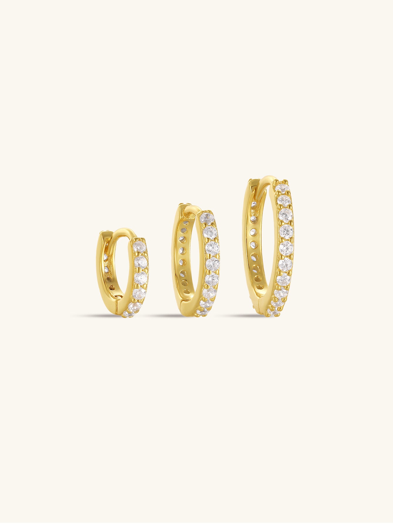 925 Sterling Silver Multi Size Zircon Hoop Earring Set