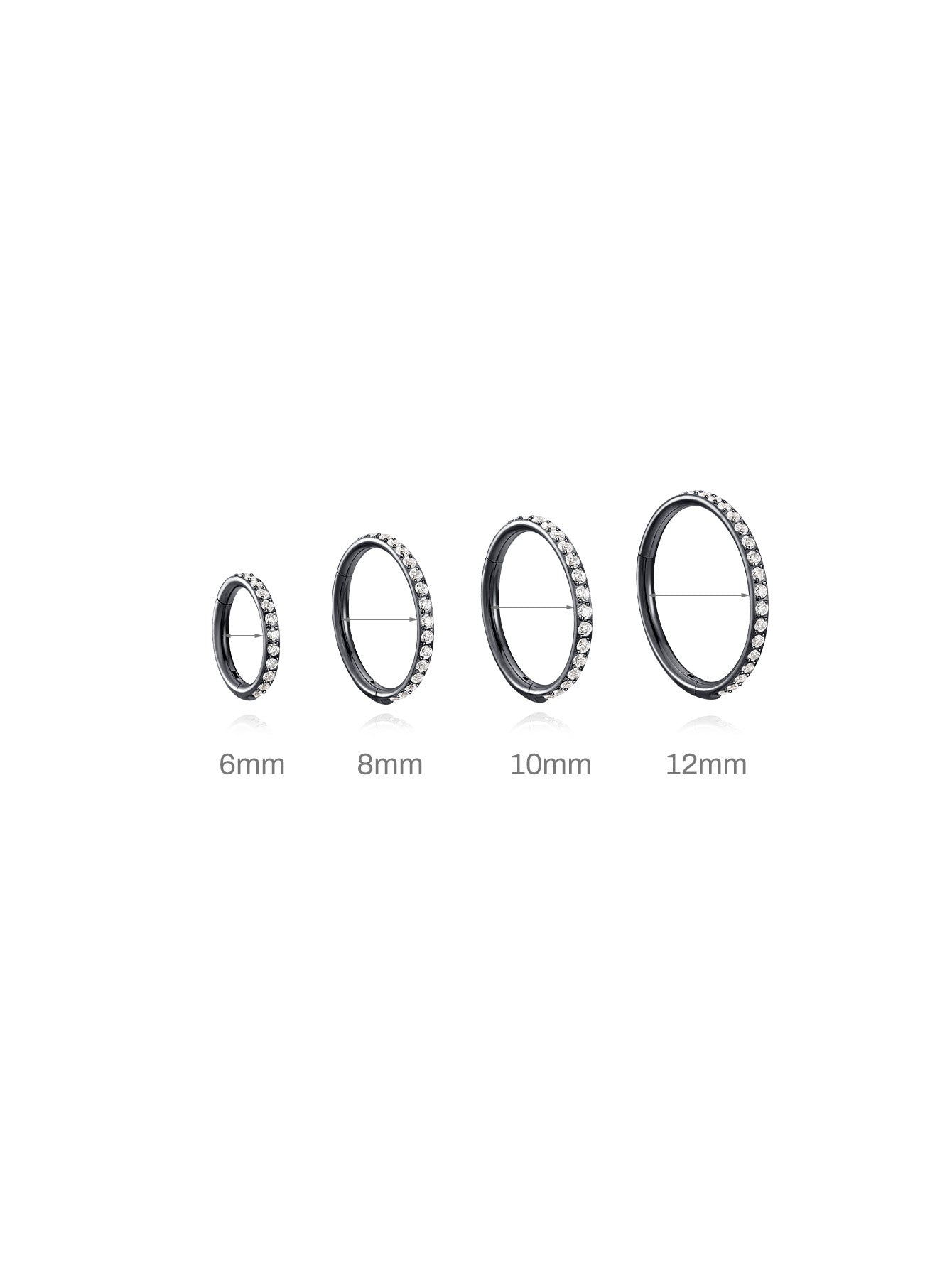 Titanium Waterproof Multiple Sizes 5A CZ Cartilage Hoop 16g 18g