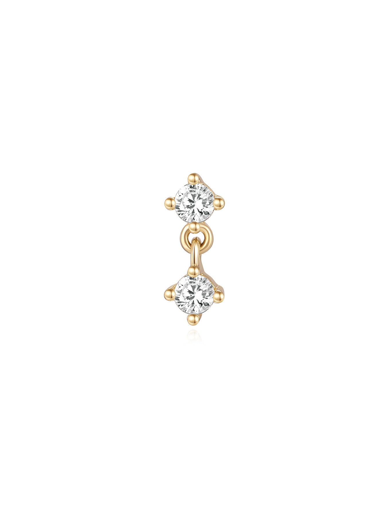 14K Solid Gold Mini Pendant Ear Piercing Stud