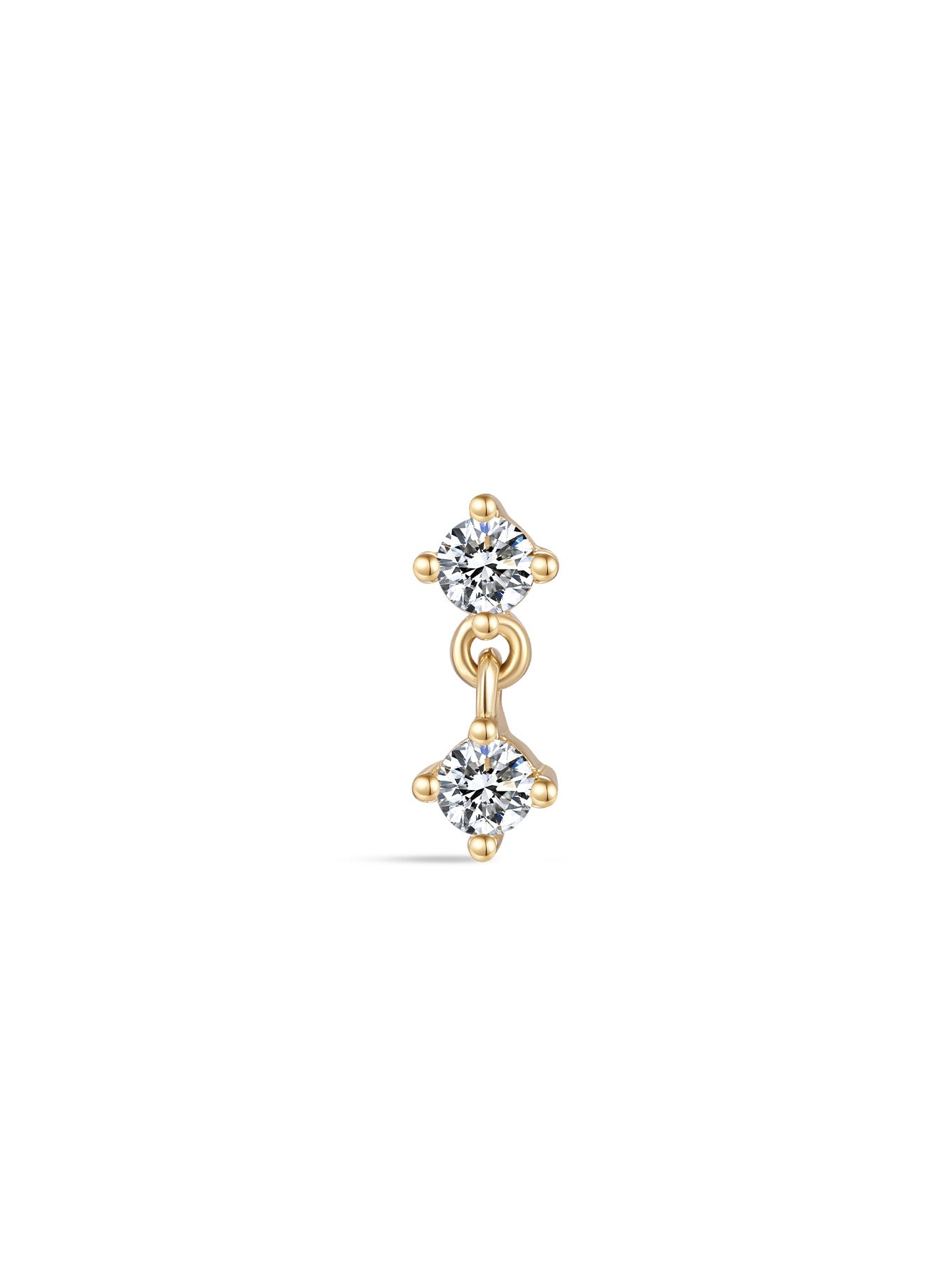 14K Solid Gold Mini Pendant Ear Piercing Stud
