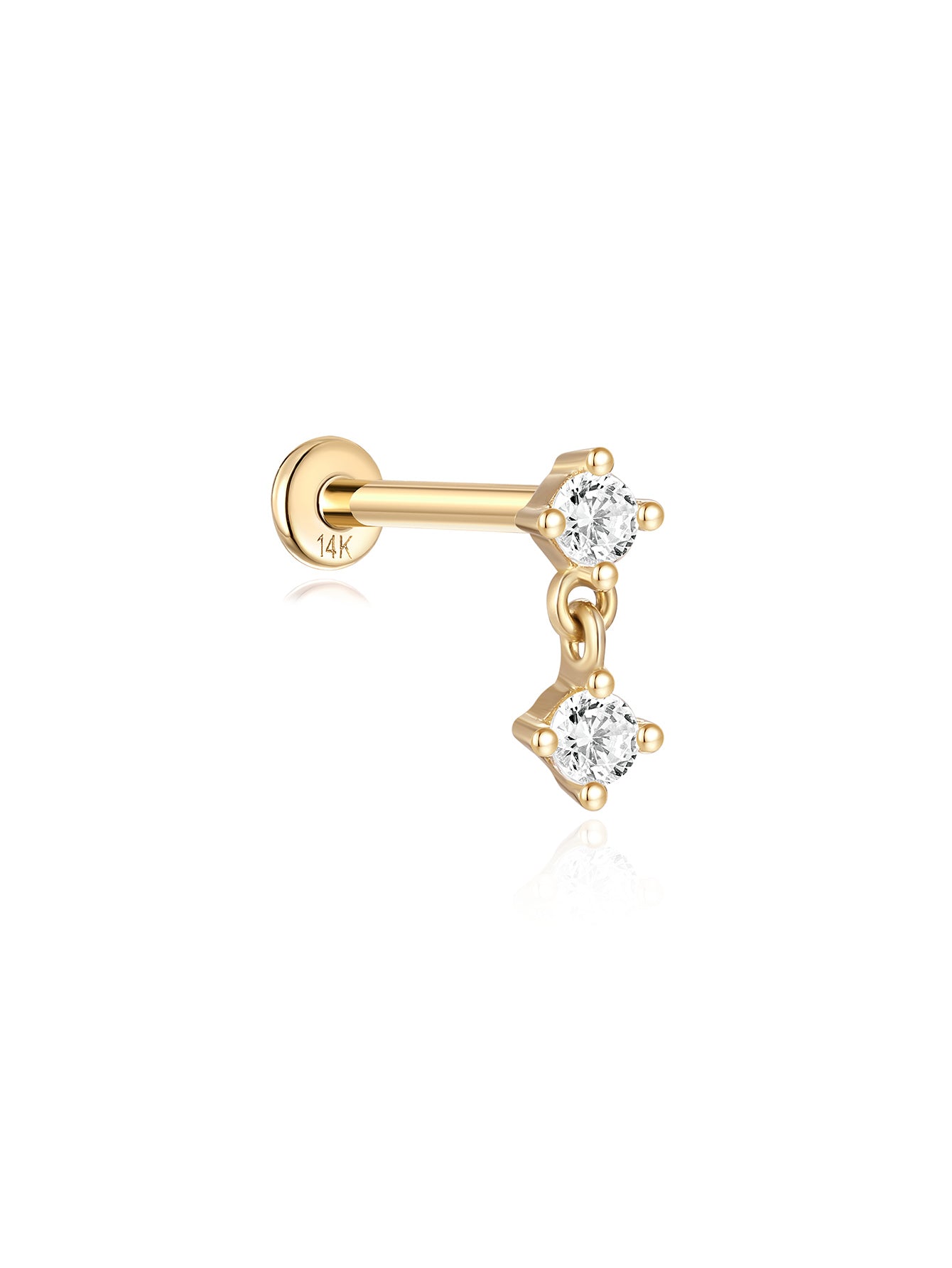 14K Solid Gold Mini Pendant Ear Piercing Stud