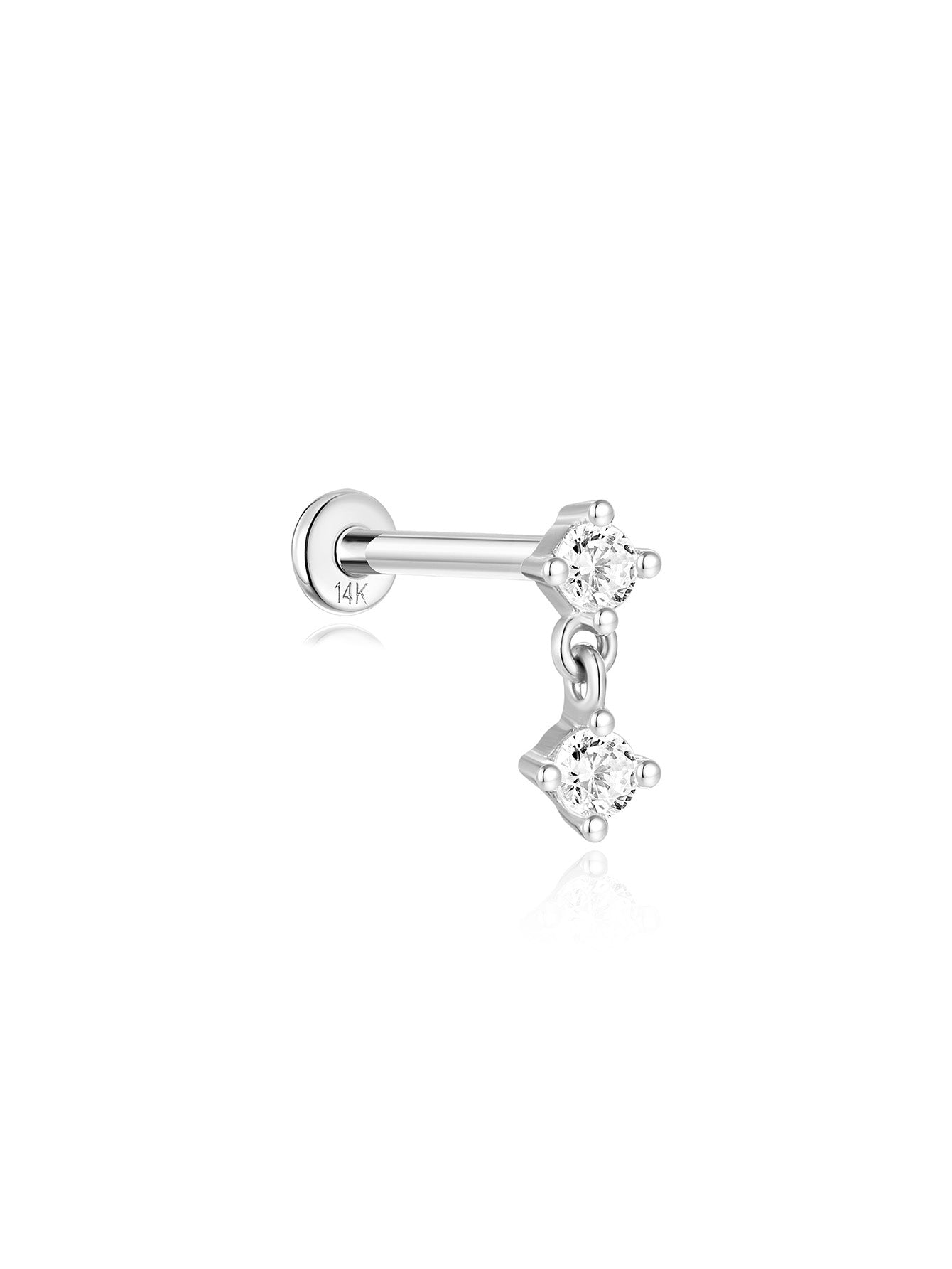 14K Solid Gold Mini Pendant Ear Piercing Stud