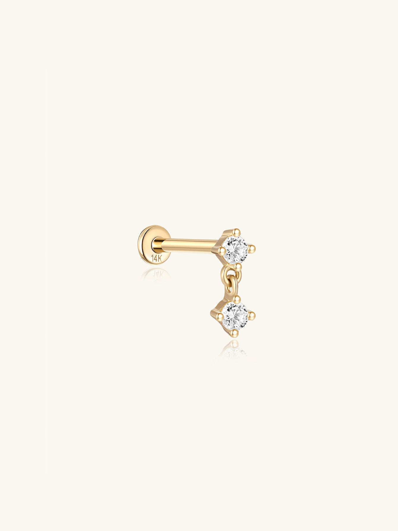 14K Solid Gold Mini Pendant Ear Piercing Stud