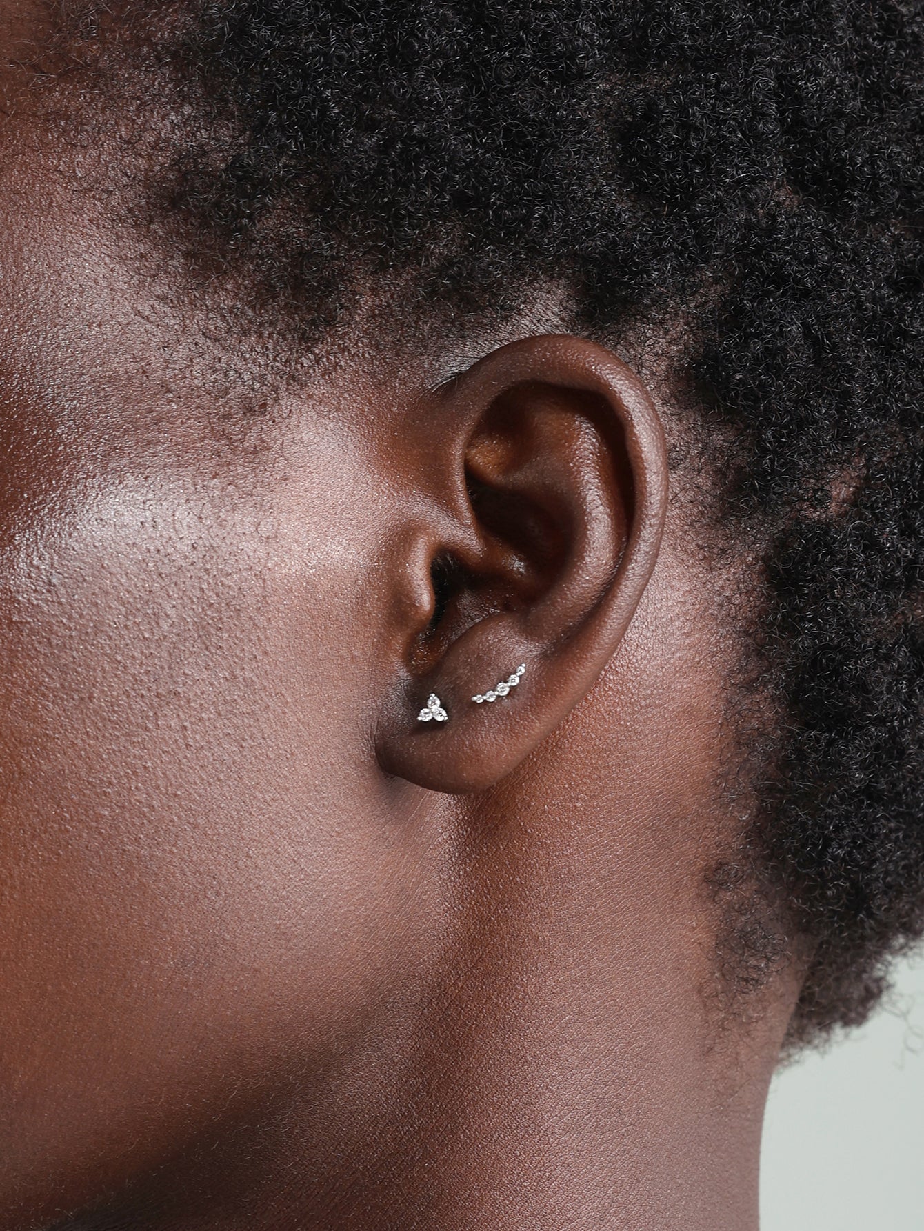 14K Solid Gold Trinity Shiny Ear Piercing Stud