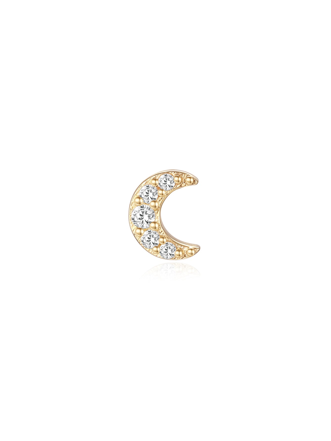 14K Solid Gold Moon Ear Piercing Stud