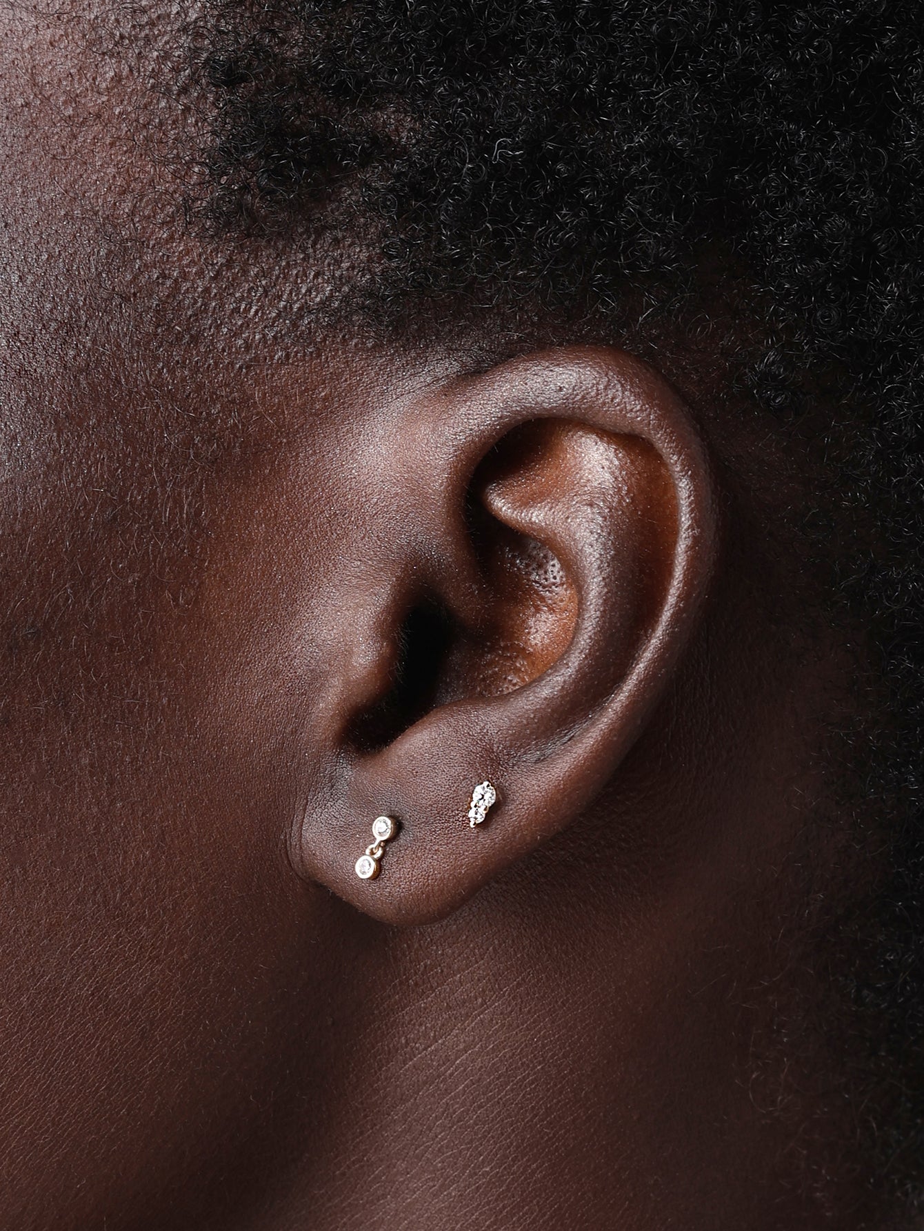 14K Solid Gold Sparkling Splicing  Ear Piercing Stud