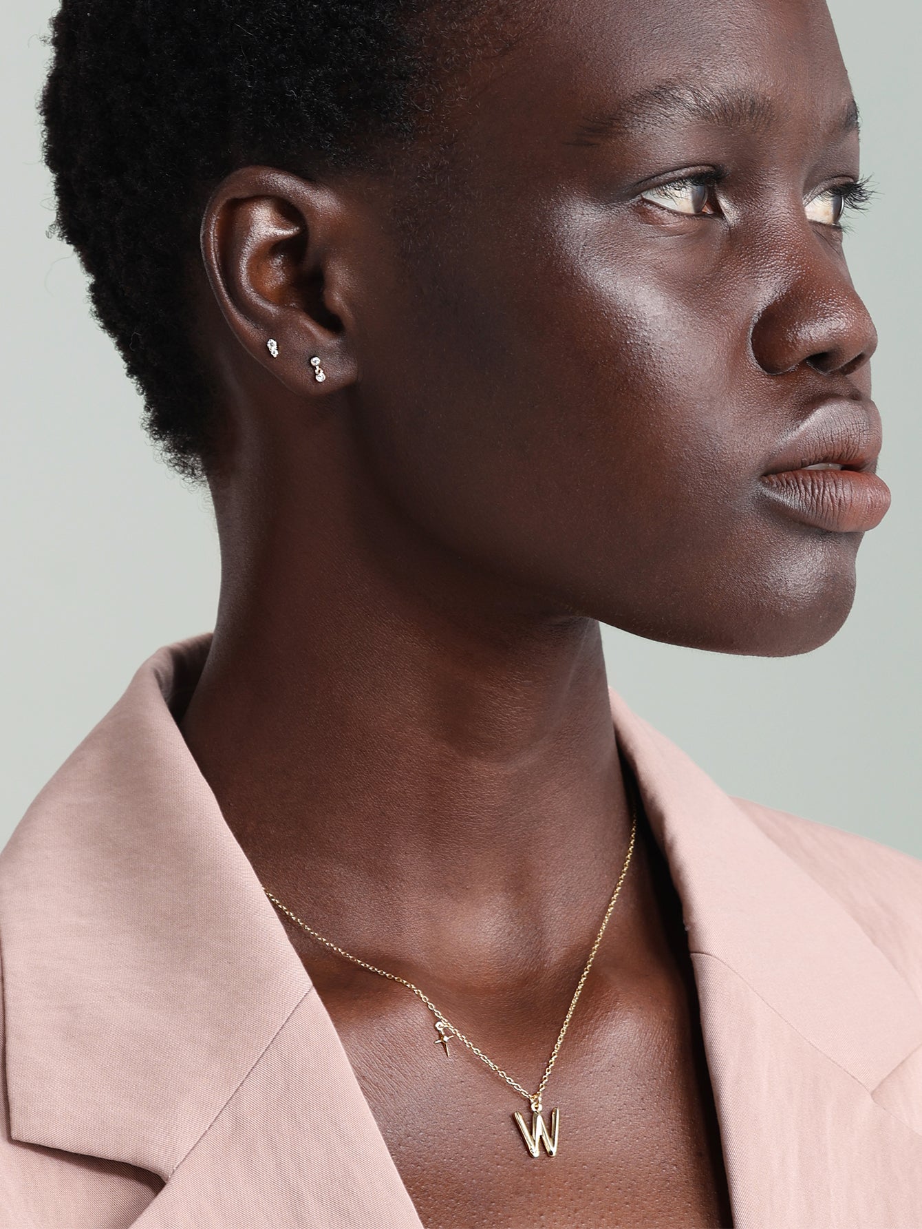 14K Solid Gold Sparkling Splicing  Ear Piercing Stud