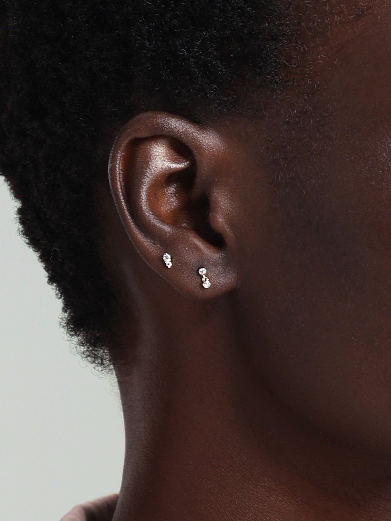 14K Solid Gold Sparkling Splicing  Ear Piercing Stud