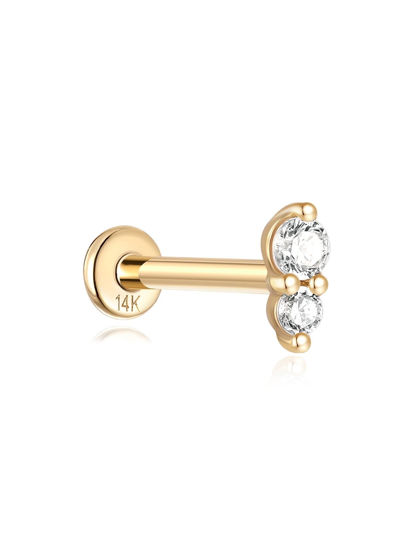 14K Solid Gold Sparkling Splicing  Ear Piercing Stud