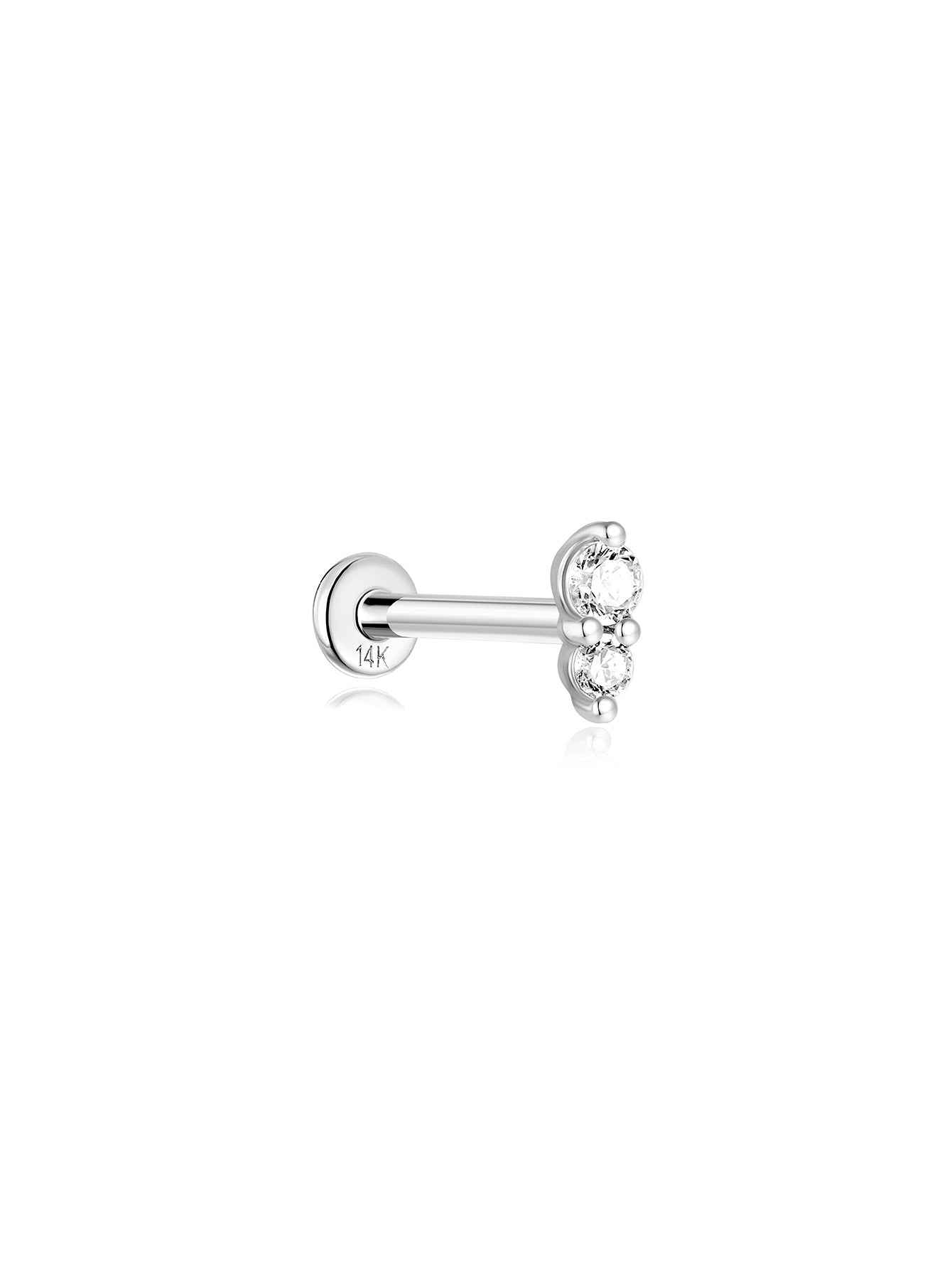 14K Solid Gold Sparkling Splicing  Ear Piercing Stud