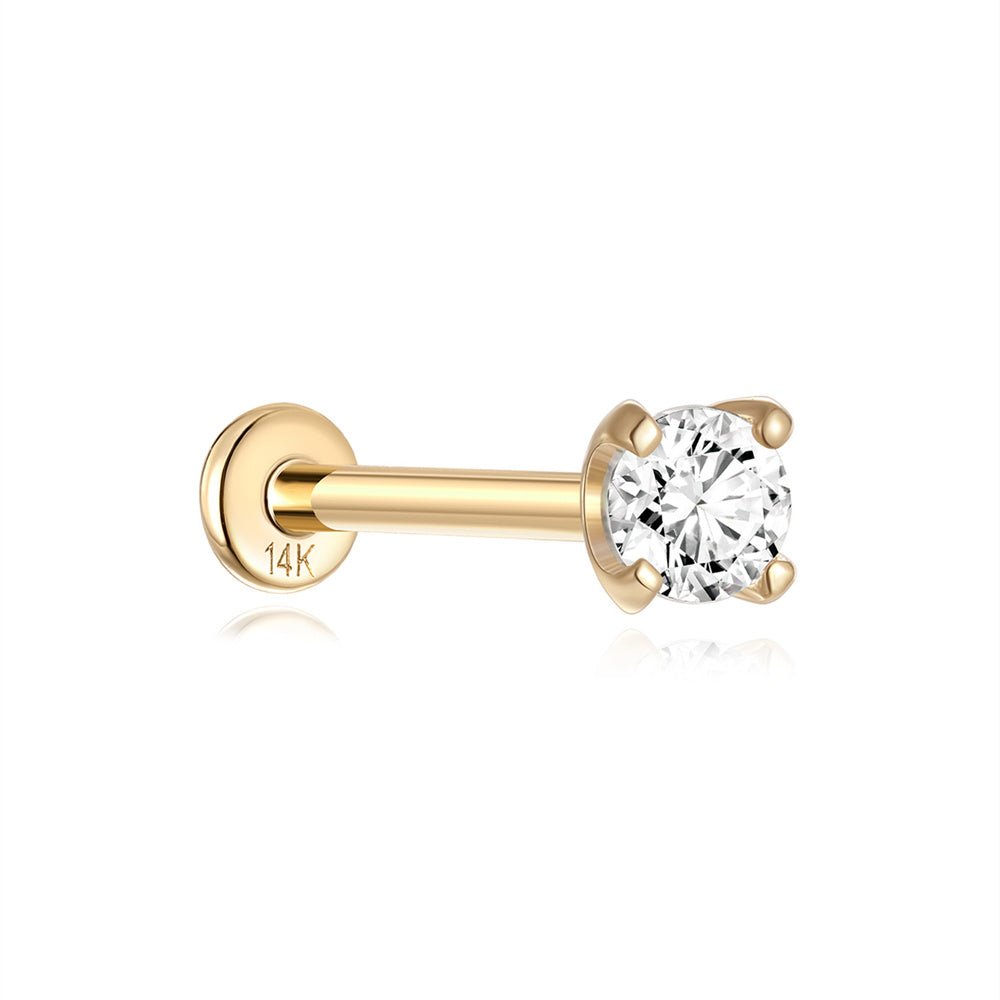 14K Solid Gold 3MM Classic Mini Ear Piercing Stud
