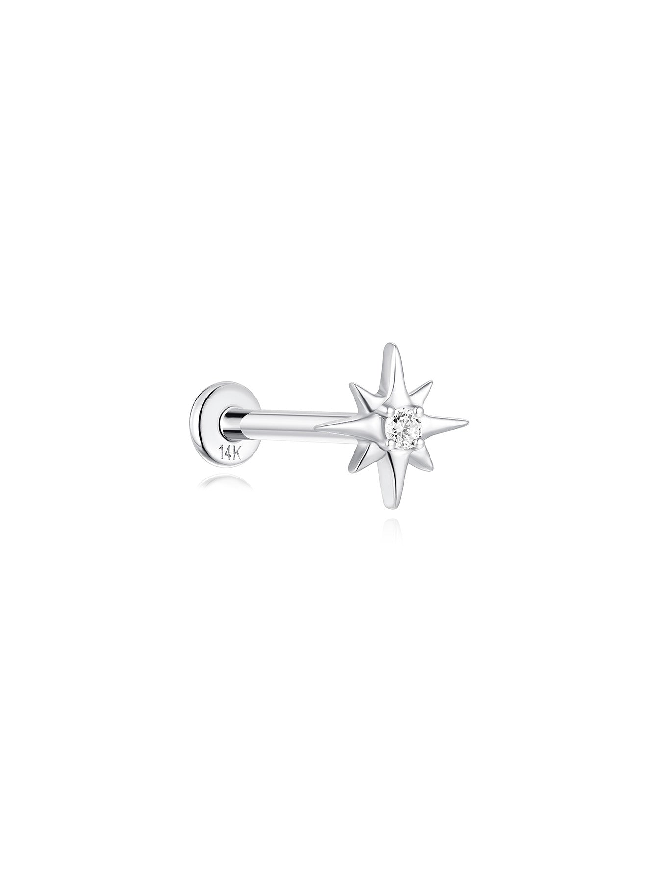 14K Solid Gold Octagonal  Ear Piercing Stud