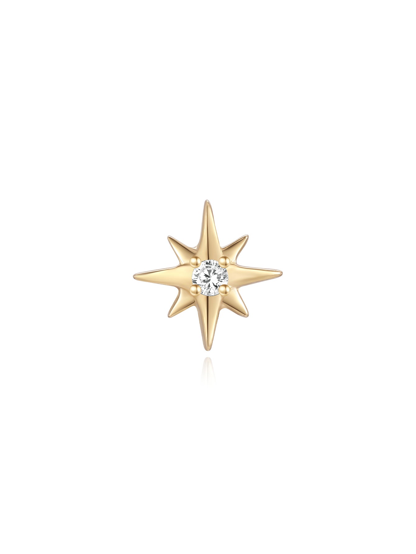 14K Solid Gold Octagonal  Ear Piercing Stud