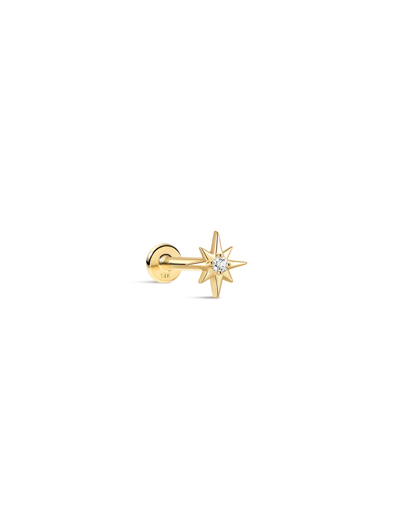 14K Solid Gold Octagonal  Ear Piercing Stud