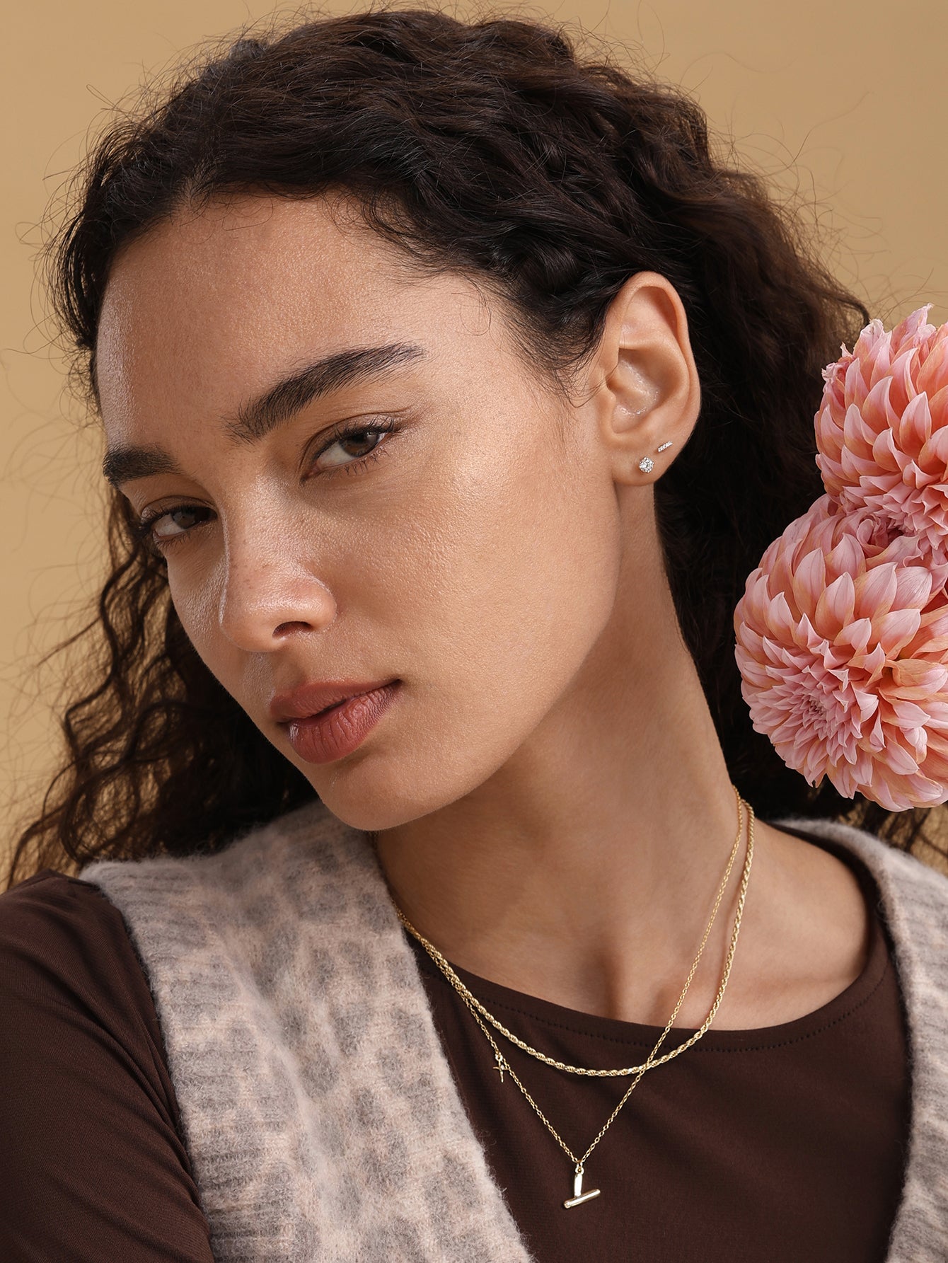 14K Solid Gold Bar Ear Piercing Stud