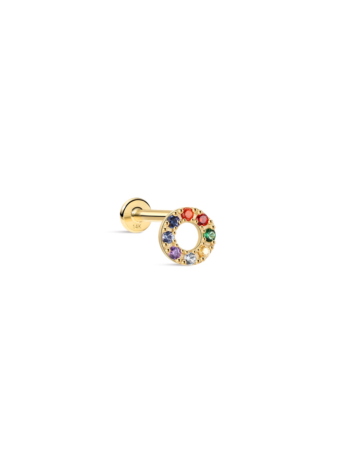 PETALS Color Halo CZ Flat back in 14K Soild Gold