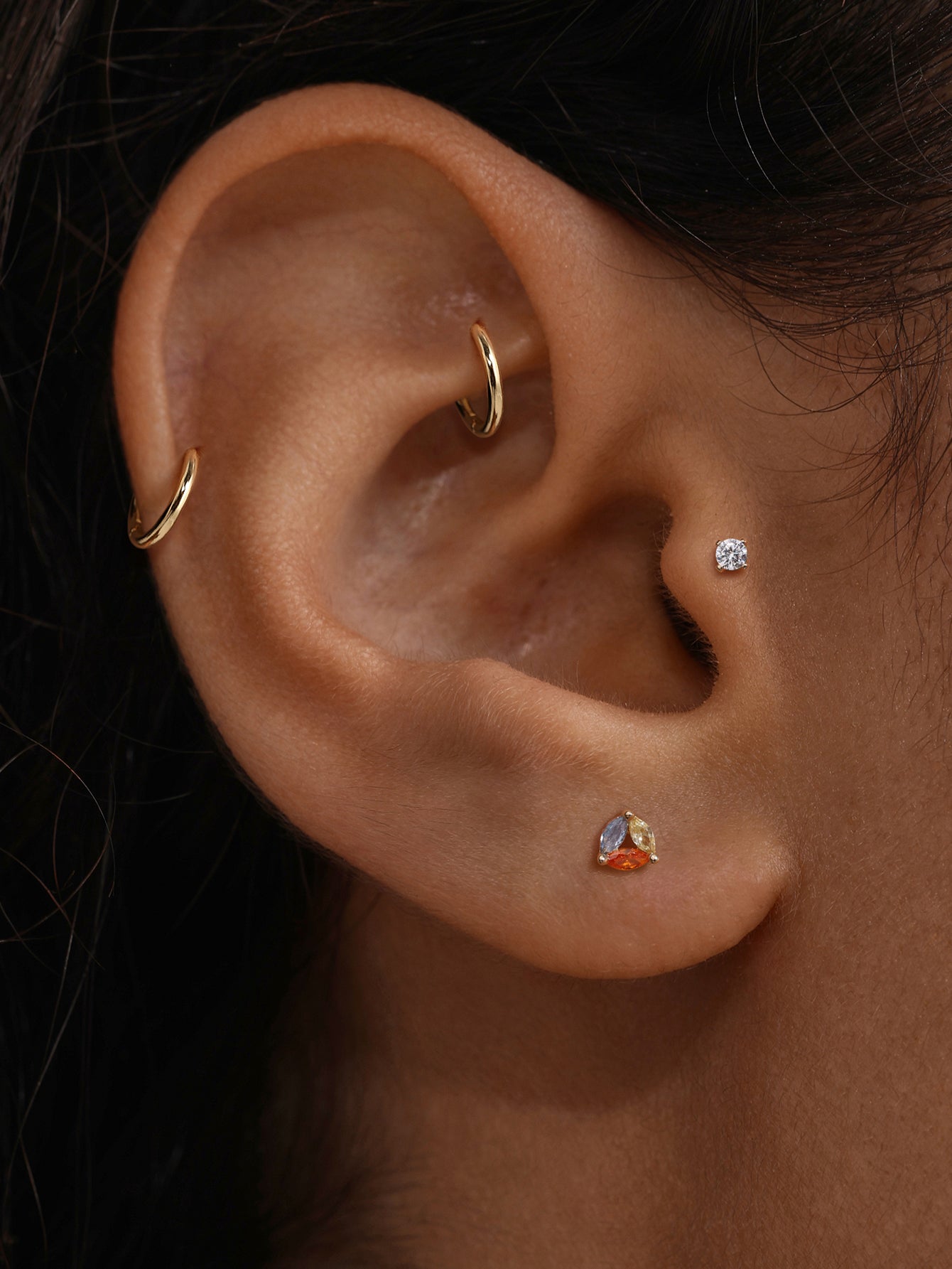 Thick 18kt Gold Plated PETALS Teardrop Cluster CZ  