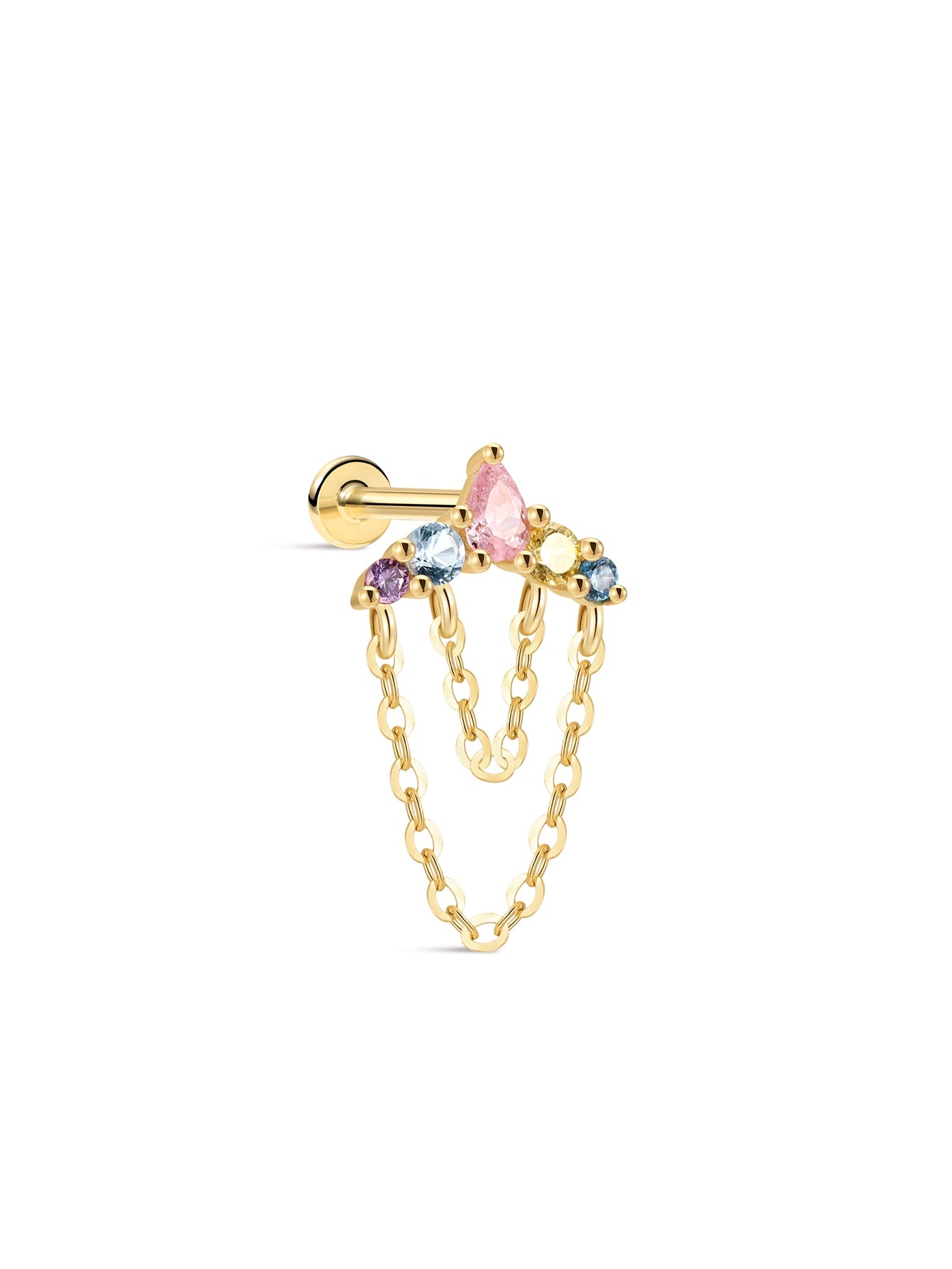 PETALS Cascade Chain CZ Flatback in Thick 18kt Gold Plated