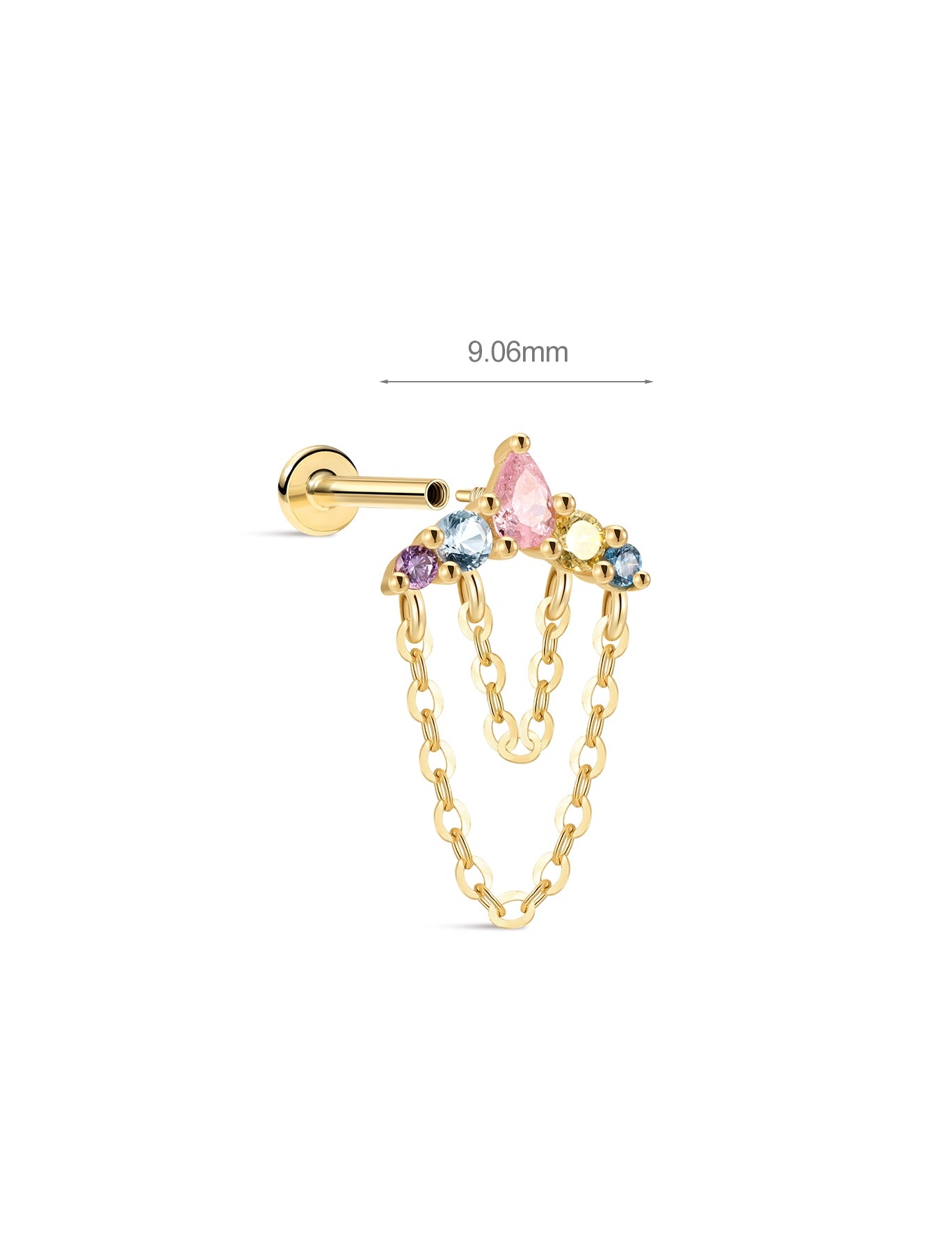 PETALS Cascade Chain CZ Flatback in Thick 18kt Gold Plated
