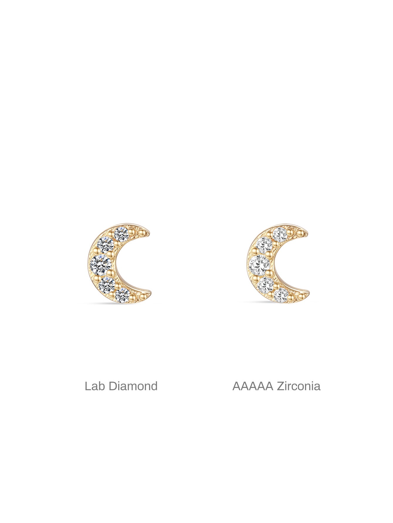 14K Solid Gold Moon Ear Piercing Stud