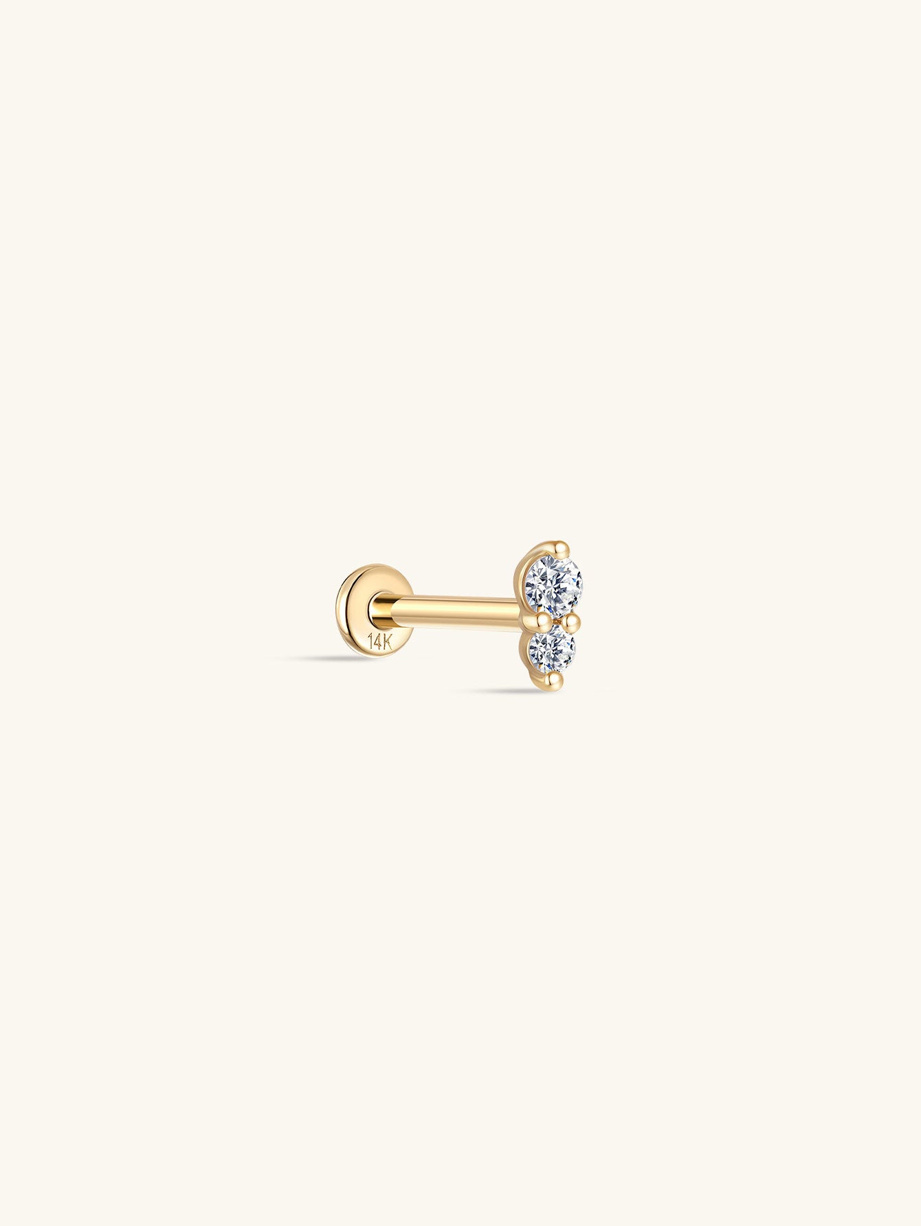 14K Solid Gold Sparkling Splicing  Ear Piercing Stud