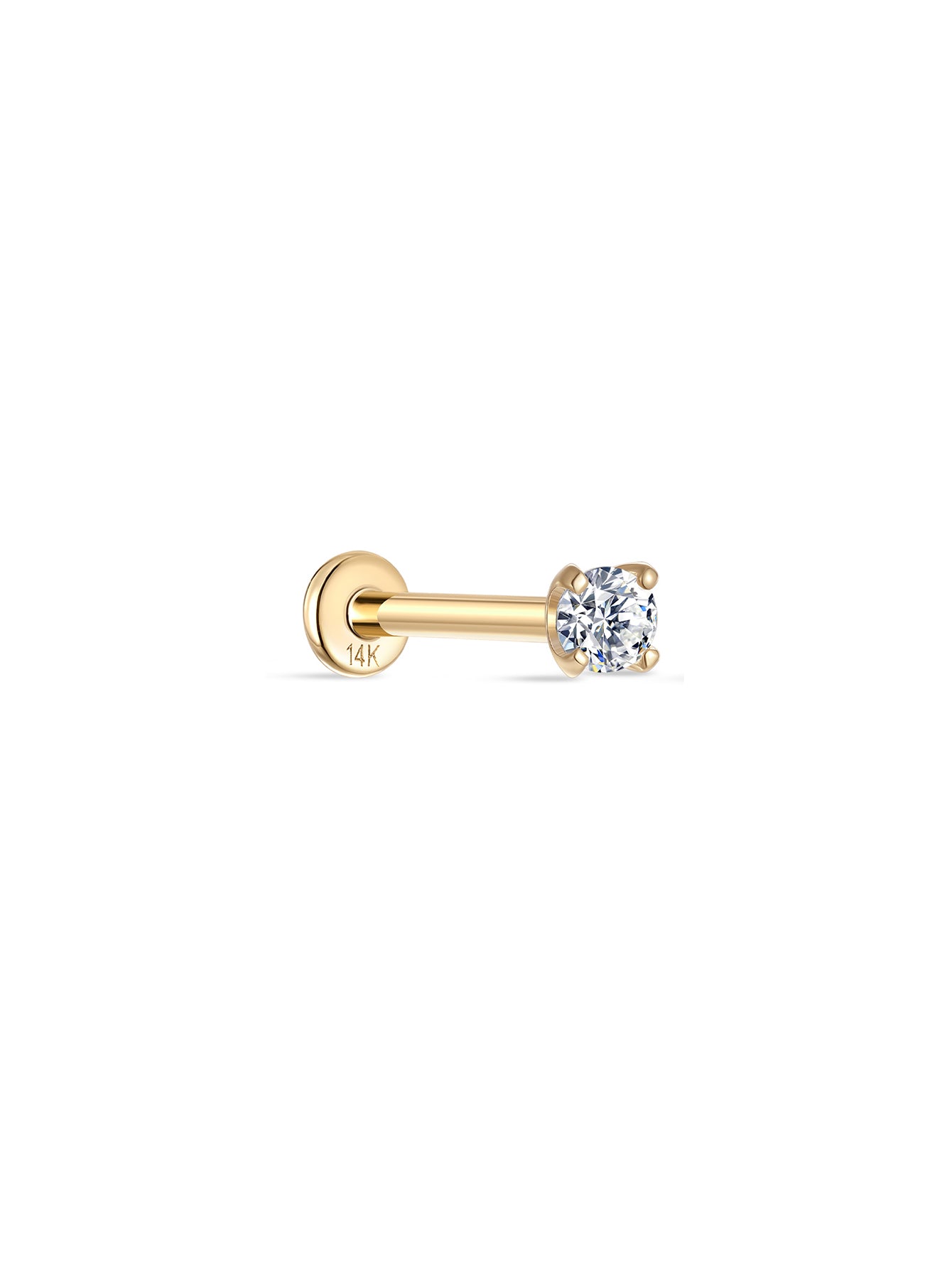 14K Solid Gold 4MM Classic Mini Ear Piercing Stud