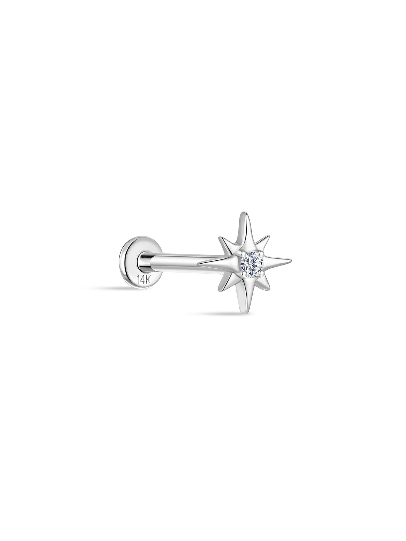 14K Solid Gold Octagonal  Ear Piercing Stud