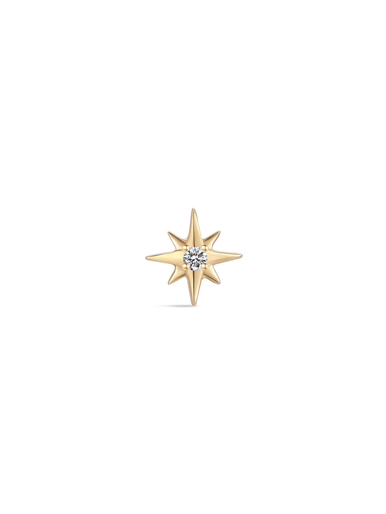 14K Solid Gold Octagonal  Ear Piercing Stud