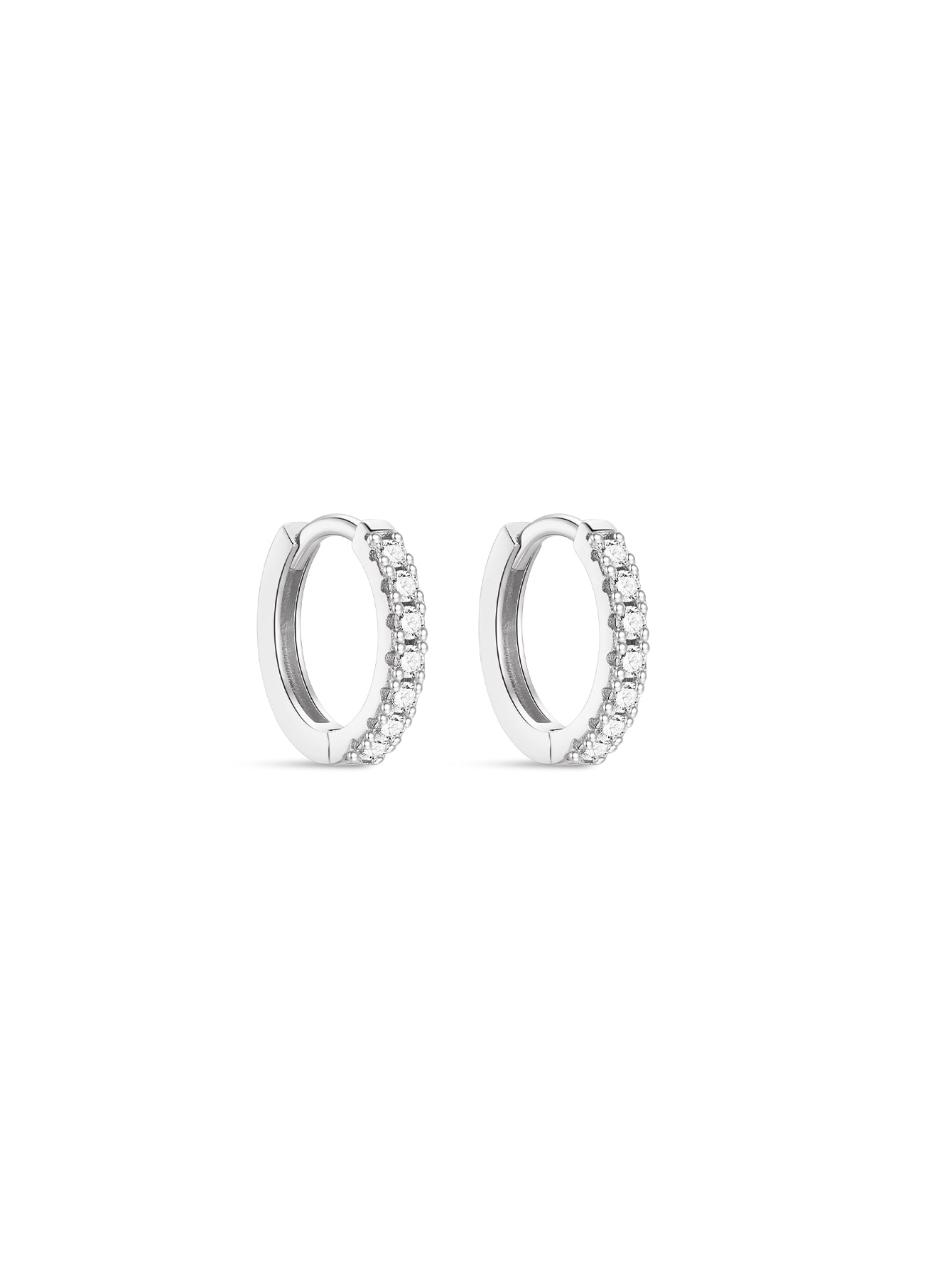 925 Sterling Silver Dainty Elegant Zircon Huggies Earrings