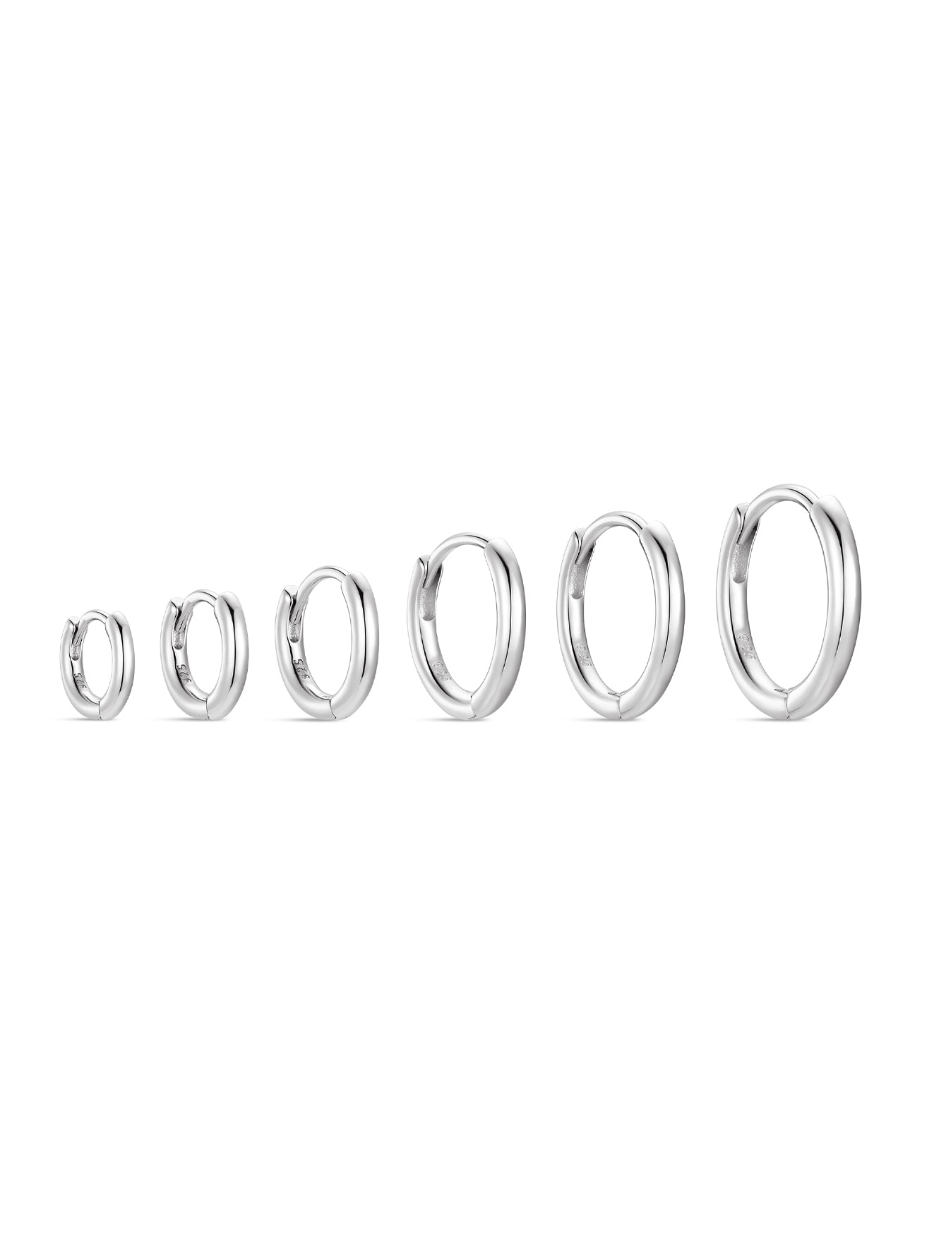 Classic 925 Sterling Silver Multi Size Daily Casual Hoop Earrings