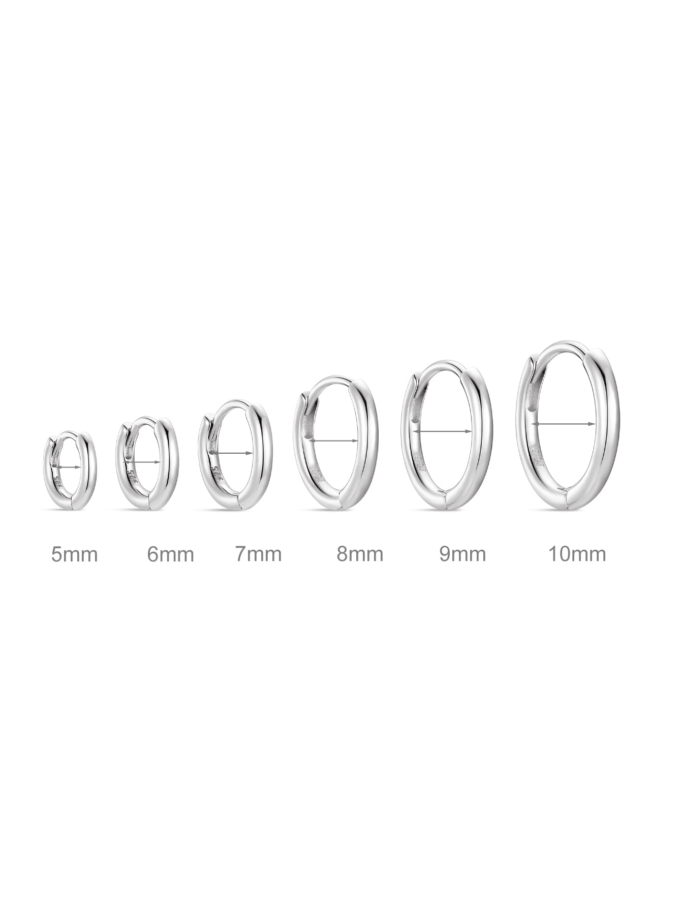 Classic 925 Sterling Silver Multi Size Daily Casual Hoop Earrings