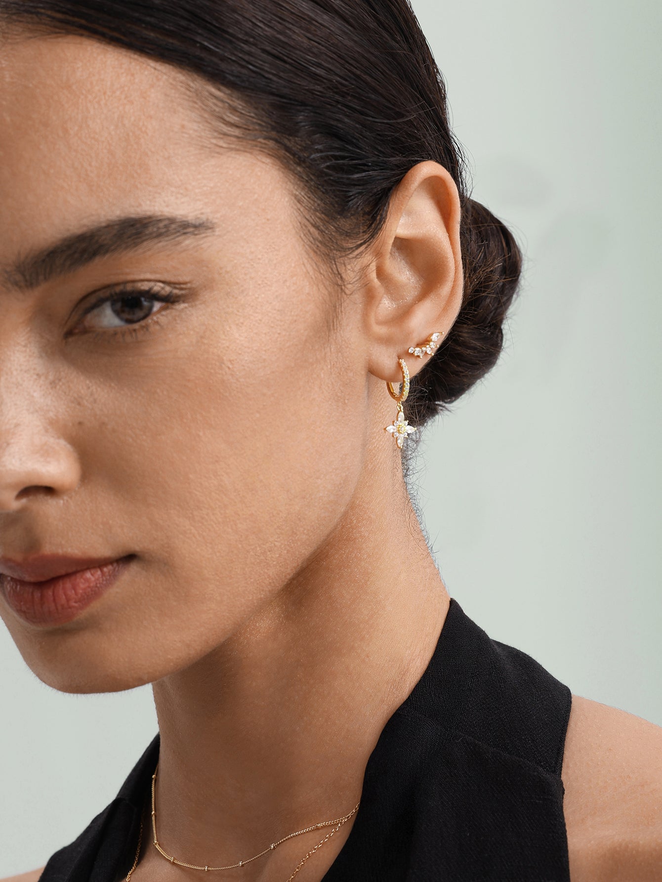 925 Sterling Silver Butterfly Flower Zircon All Match Earring Set