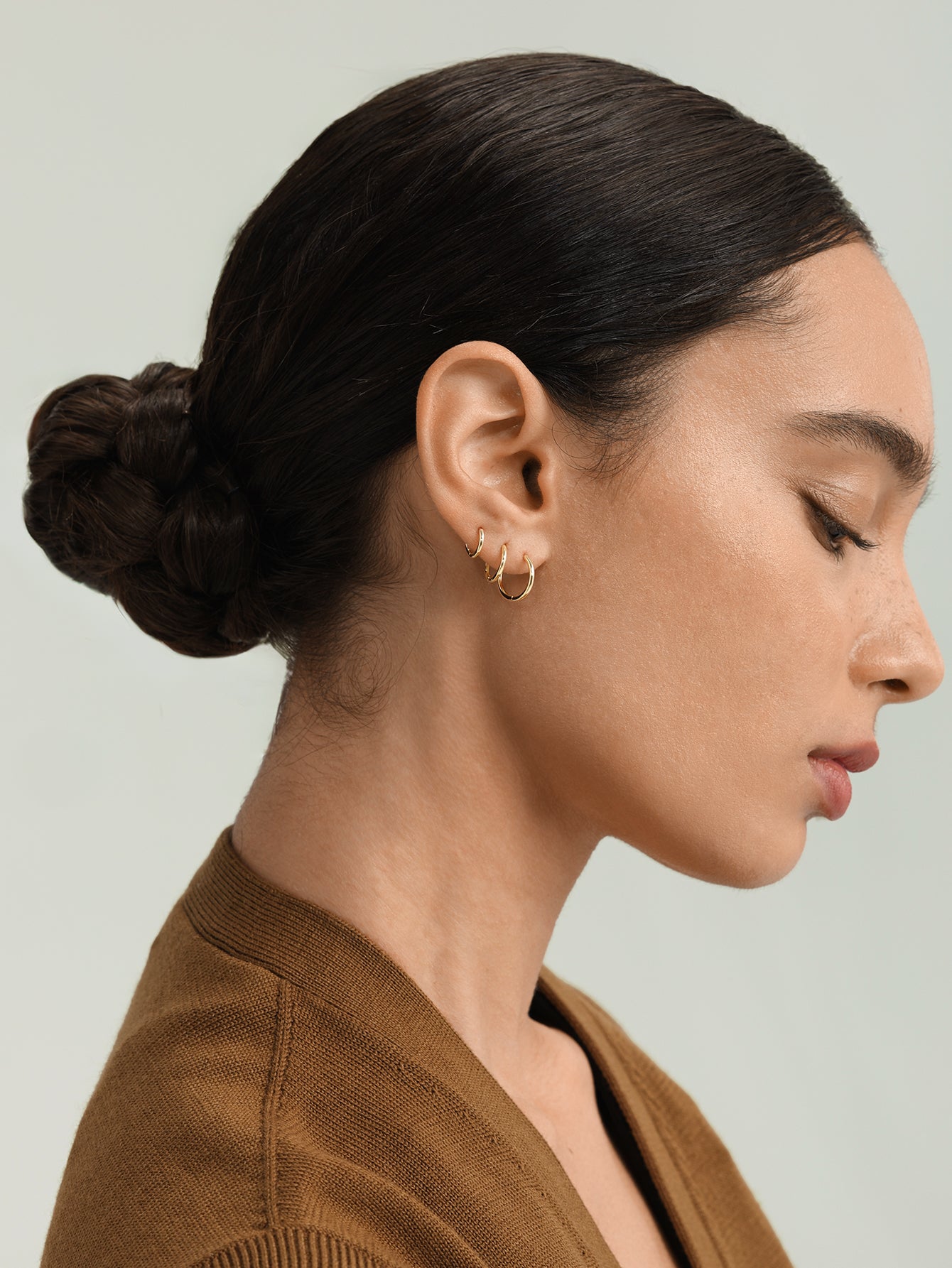 925 Sterling Silver Multi-Size Glossy Earrings 3-Piece Set