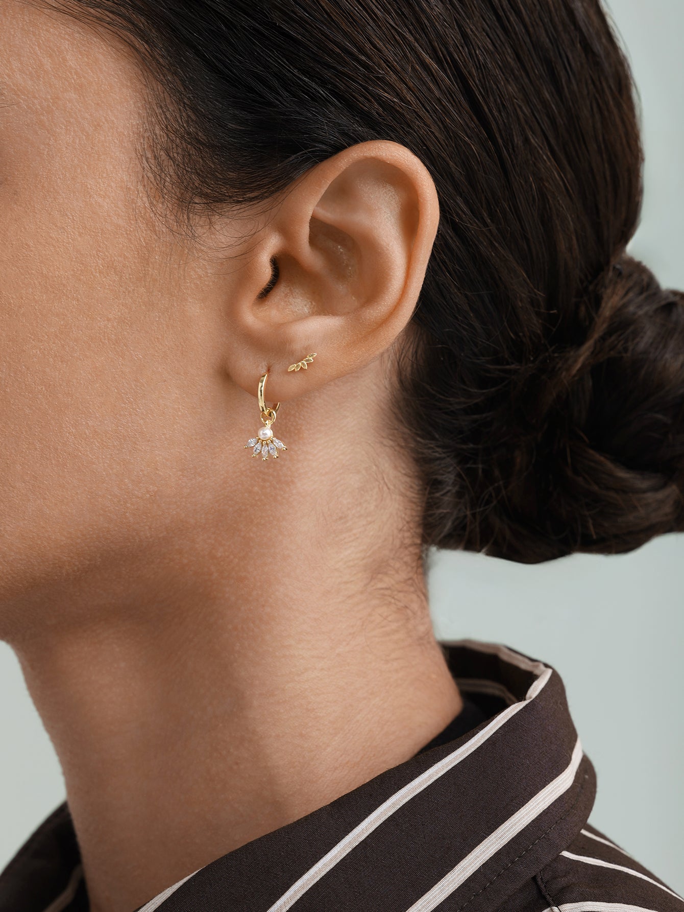 925 Sterling Silver Chain Flower Zircon Earrings