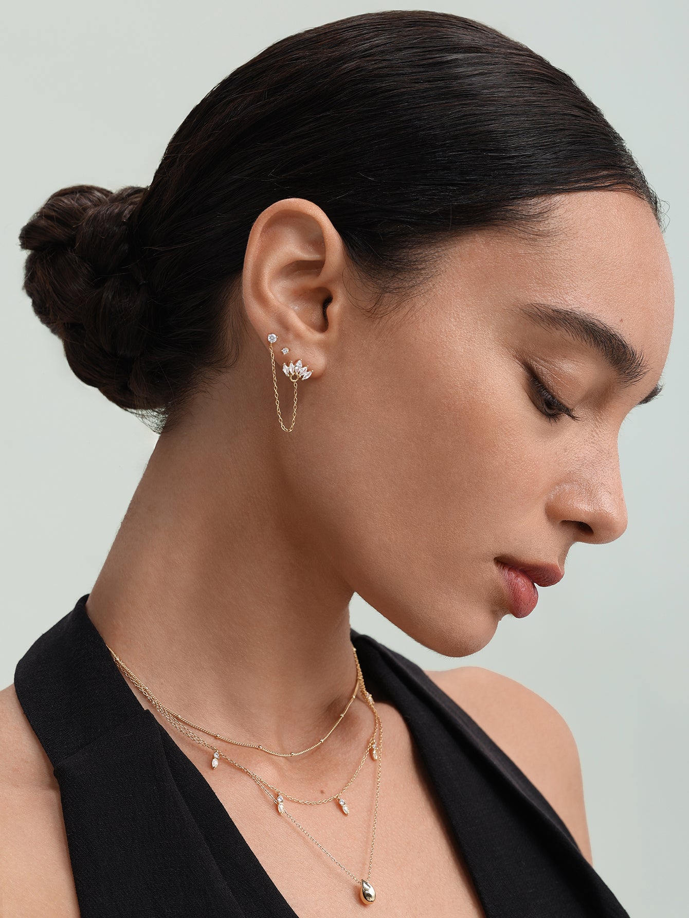 925 Sterling Silver Fashionable Versatile Flower 5 Piece Series